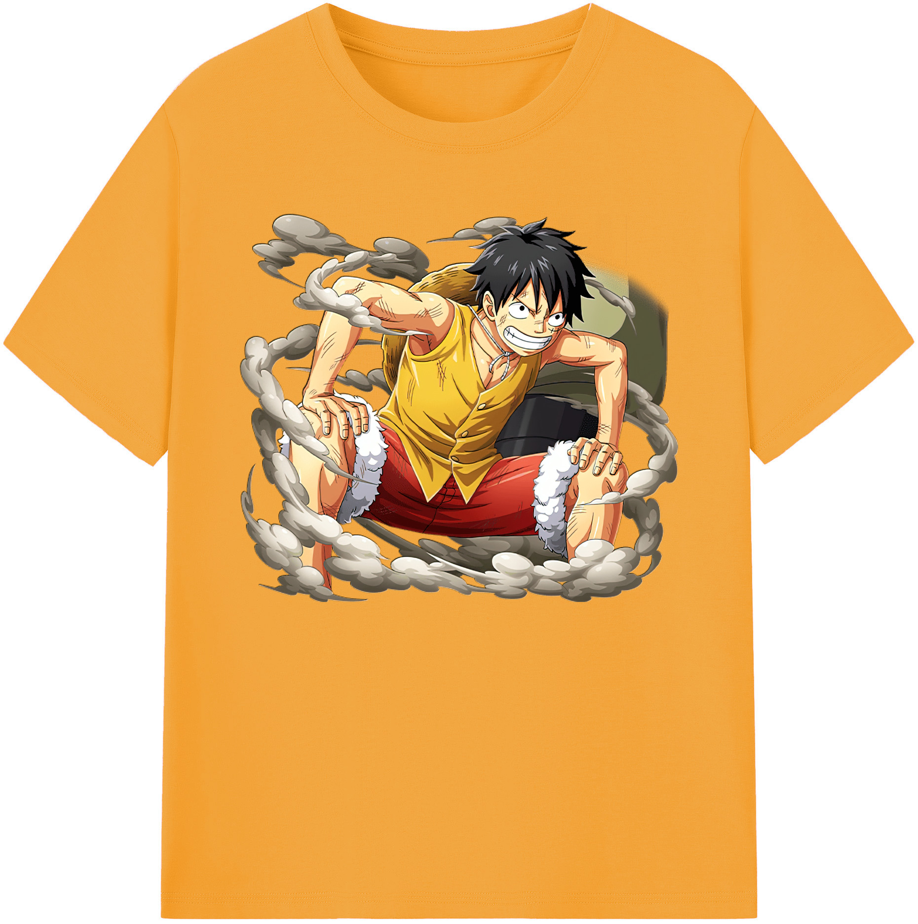 ワンピース モンキー・D・ルフィ ONE PIECE Monkey D. Luffy 綿100％ メンズ半袖Tシャツ｜肌触りやわらか＆通気性