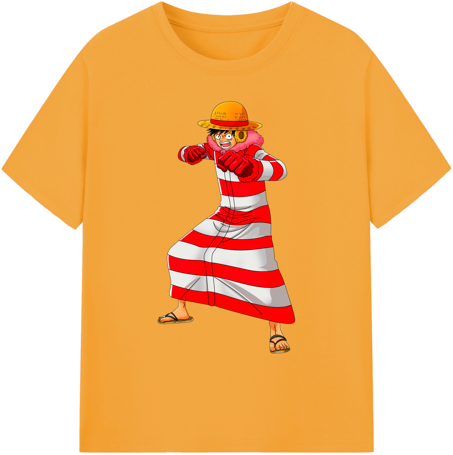 ワンピース モンキー・D・ルフィ ONE PIECE Monkey D. Luffy 綿100％ メンズ半袖Tシャツ｜肌触りやわらか＆通気性