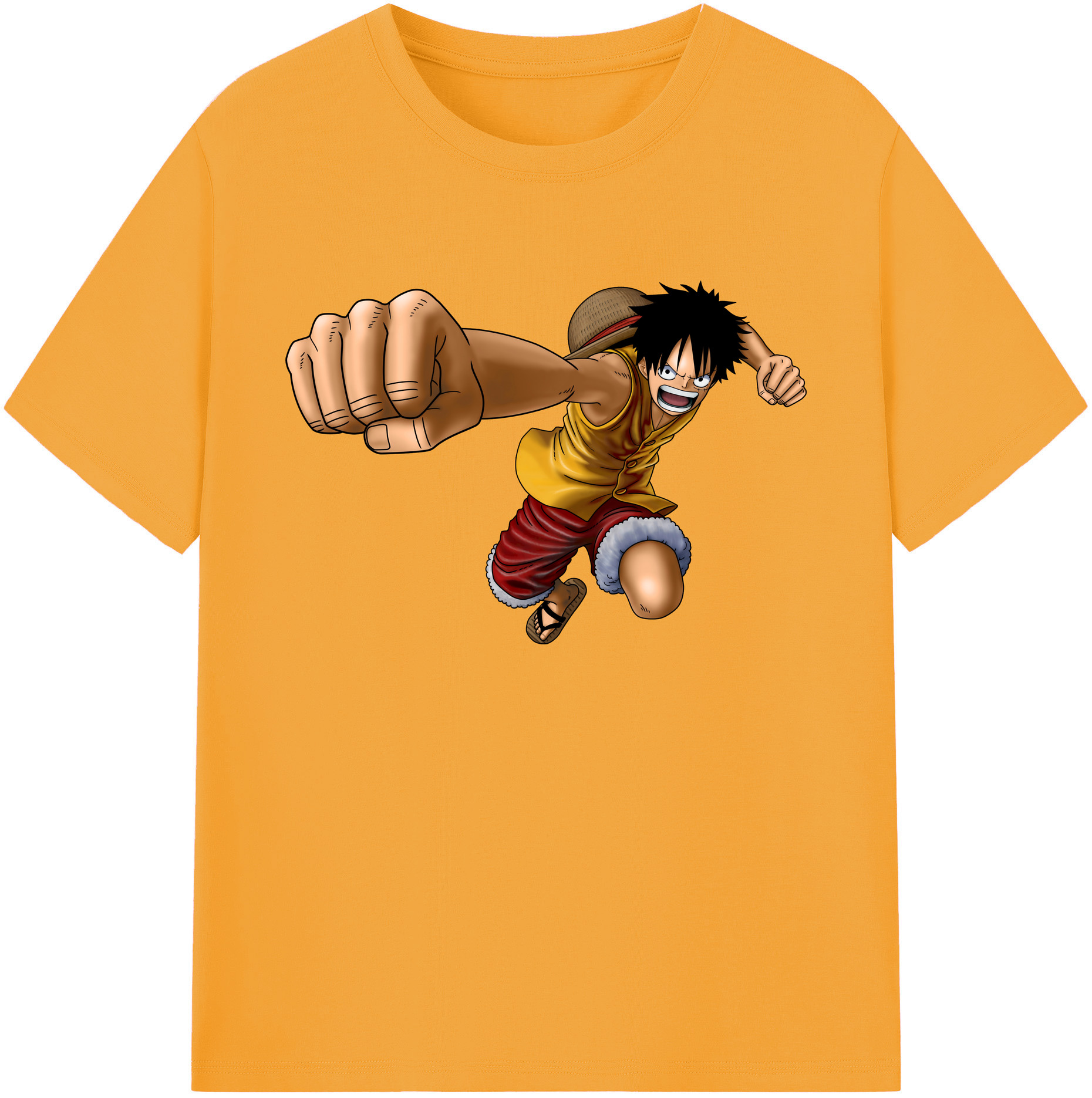 ワンピース モンキー・D・ルフィ ONE PIECE Monkey D. Luffy 綿100％ メンズ半袖Tシャツ｜肌触りやわらか＆通気性
