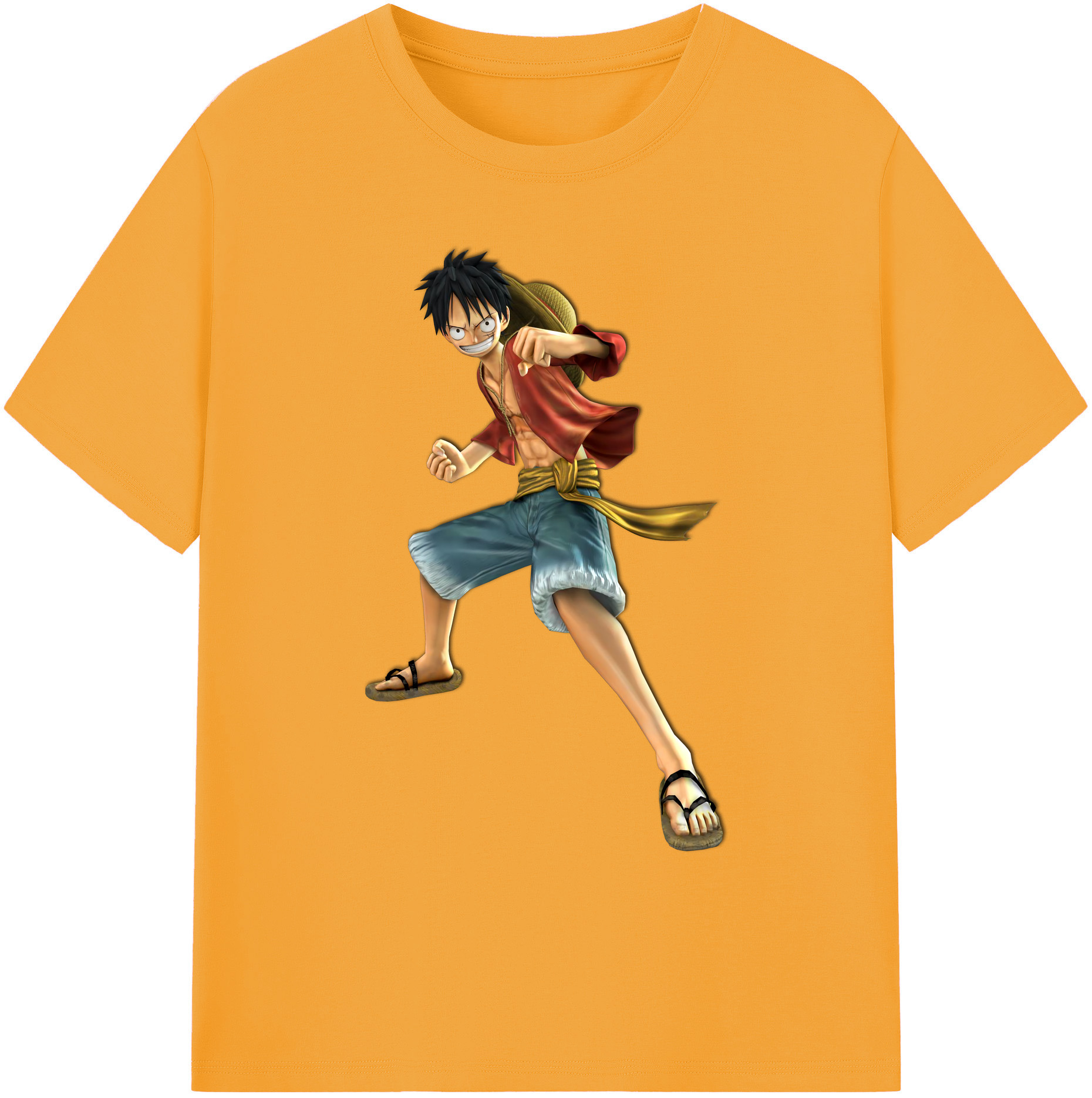 ワンピース モンキー・D・ルフィ ONE PIECE Monkey D. Luffy 綿100％ メンズ半袖Tシャツ｜肌触りやわらか＆通気性