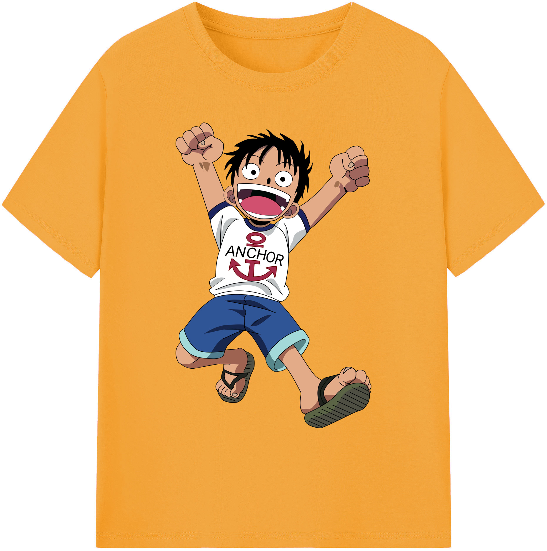 ワンピース モンキー・D・ルフィ ONE PIECE Monkey D. Luffy 綿100％ メンズ半袖Tシャツ｜肌触りやわらか＆通気性