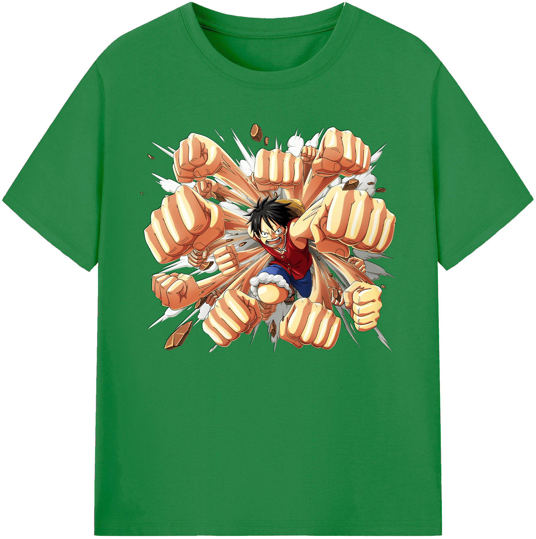 ワンピース モンキー・D・ルフィ ONE PIECE Monkey D. Luffy 綿100％ メンズ半袖Tシャツ｜肌触りやわらか＆通気性