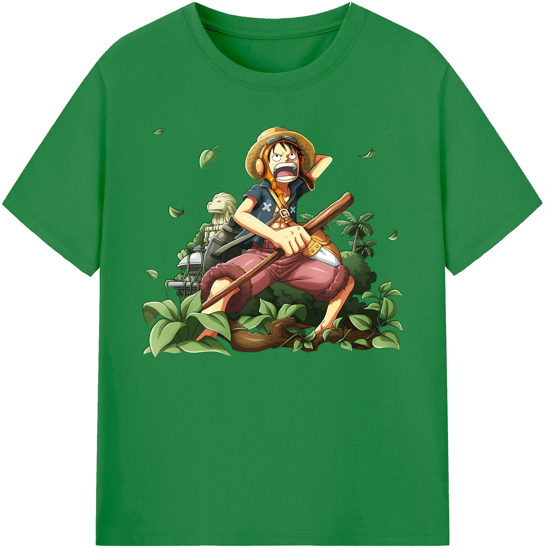 ワンピース モンキー・D・ルフィ ONE PIECE Monkey D. Luffy 綿100％ メンズ半袖Tシャツ｜肌触りやわらか＆通気性