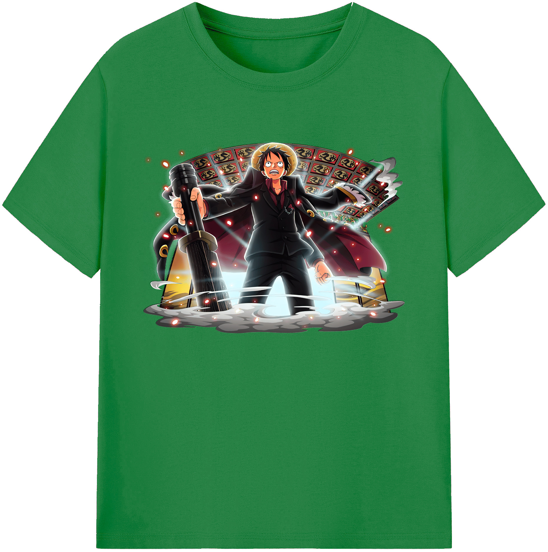 ワンピース モンキー・D・ルフィ ONE PIECE Monkey D. Luffy 綿100％ メンズ半袖Tシャツ｜肌触りやわらか＆通気性