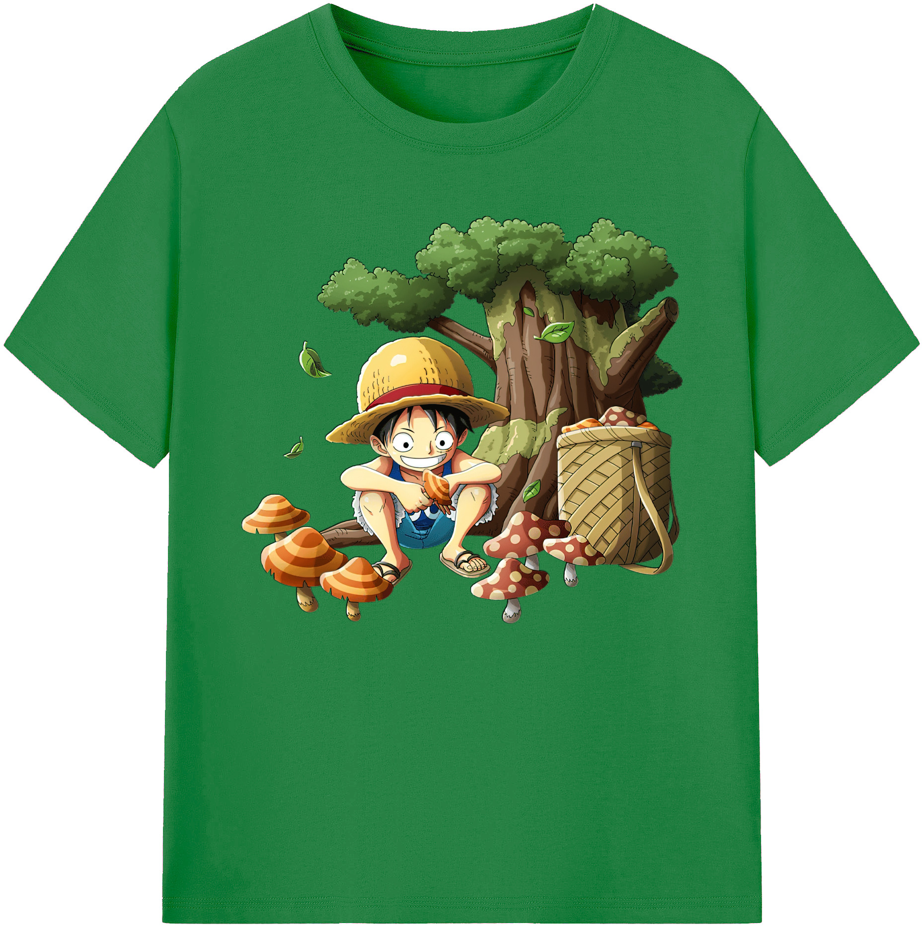 ワンピース モンキー・D・ルフィ ONE PIECE Monkey D. Luffy 綿100％ メンズ半袖Tシャツ｜肌触りやわらか＆通気性
