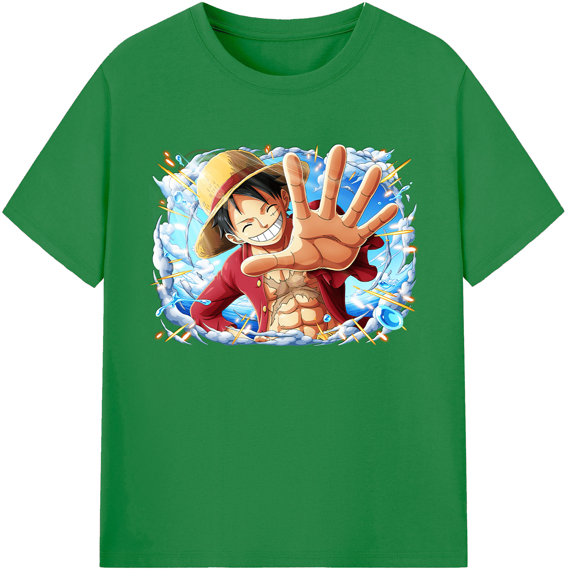 ワンピース モンキー・D・ルフィ ONE PIECE Monkey D. Luffy 綿100％ メンズ半袖Tシャツ｜肌触りやわらか＆通気性