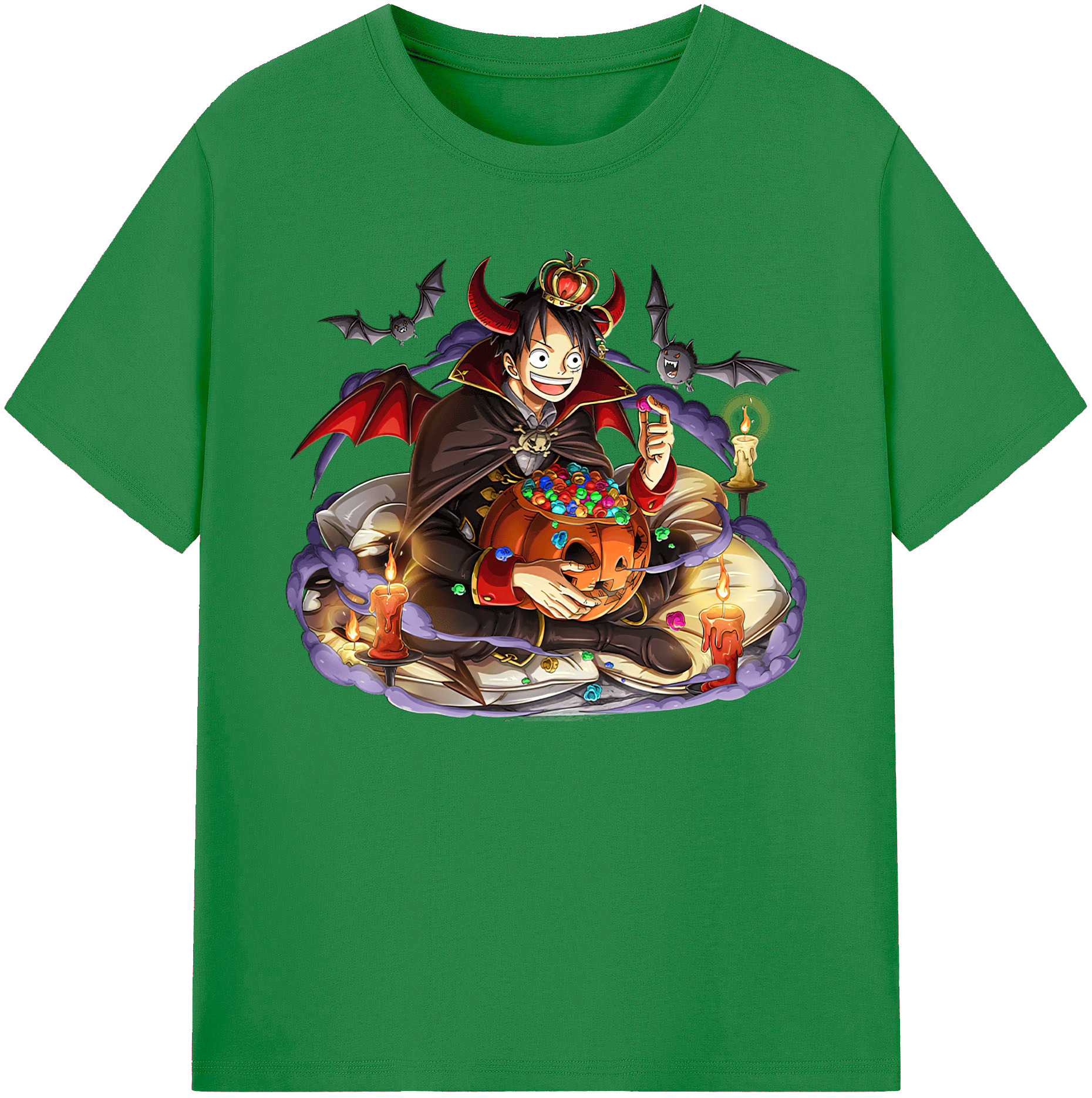 （画像用） ワンピース モンキー・D・ルフィ ONE PIECE Monkey D. Luffy 綿100％ メンズ半袖Tシャツ｜肌触りやわらか＆通気性