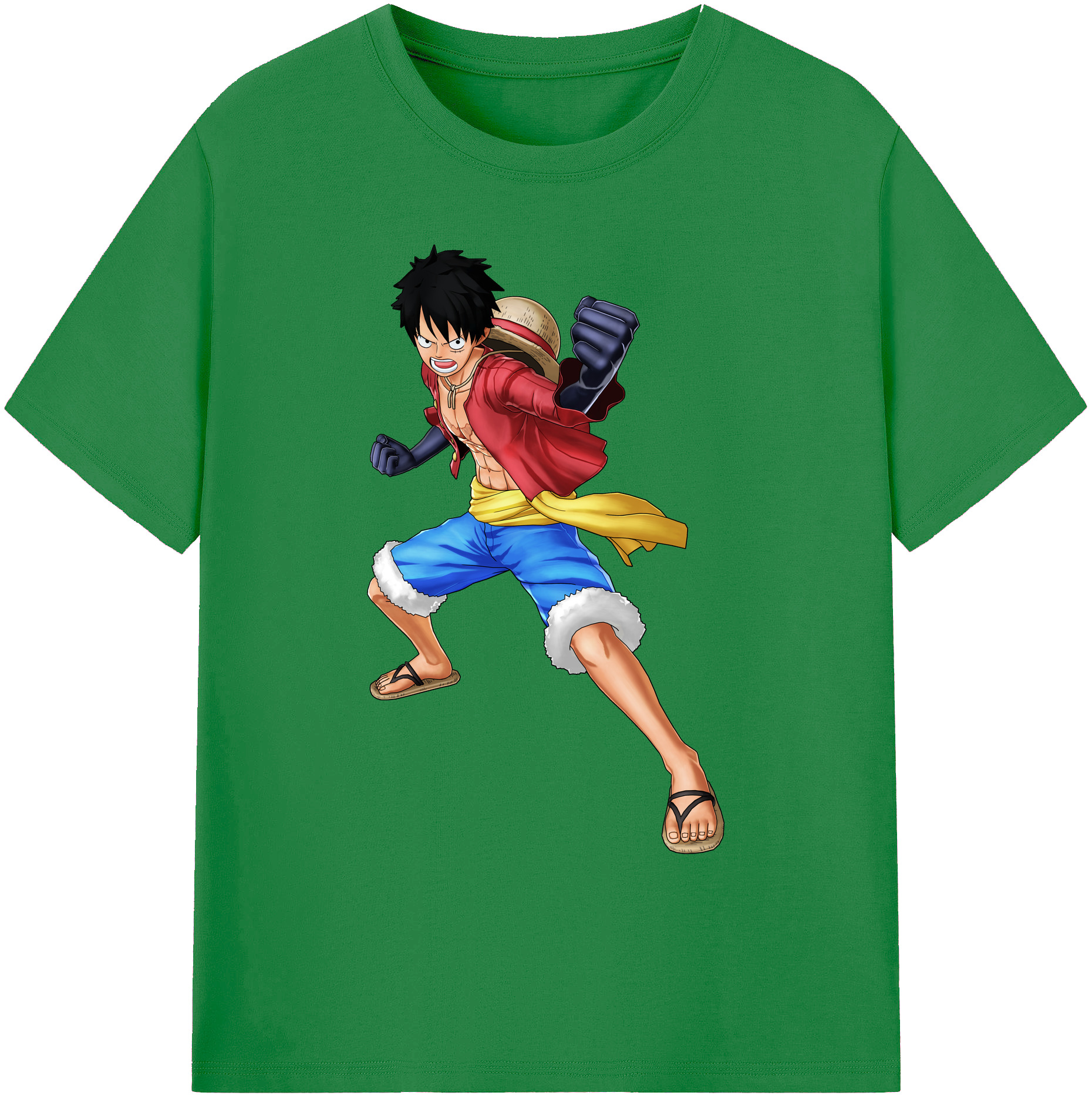 ワンピース モンキー・D・ルフィ ONE PIECE Monkey D. Luffy 綿100％ メンズ半袖Tシャツ｜肌触りやわらか＆通気性