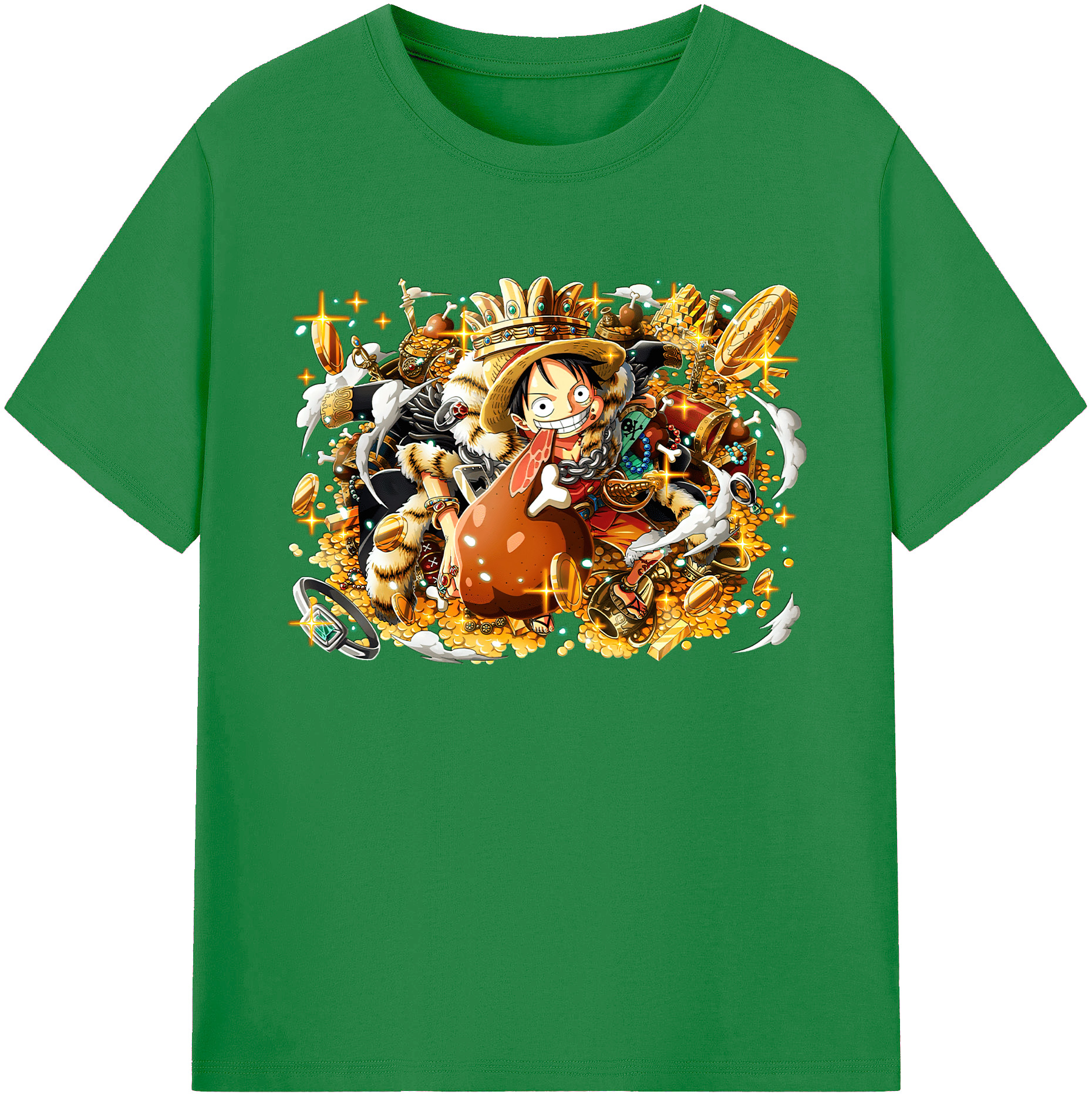 ワンピース モンキー・D・ルフィ ONE PIECE Monkey D. Luffy 綿100％ メンズ半袖Tシャツ｜肌触りやわらか＆通気性