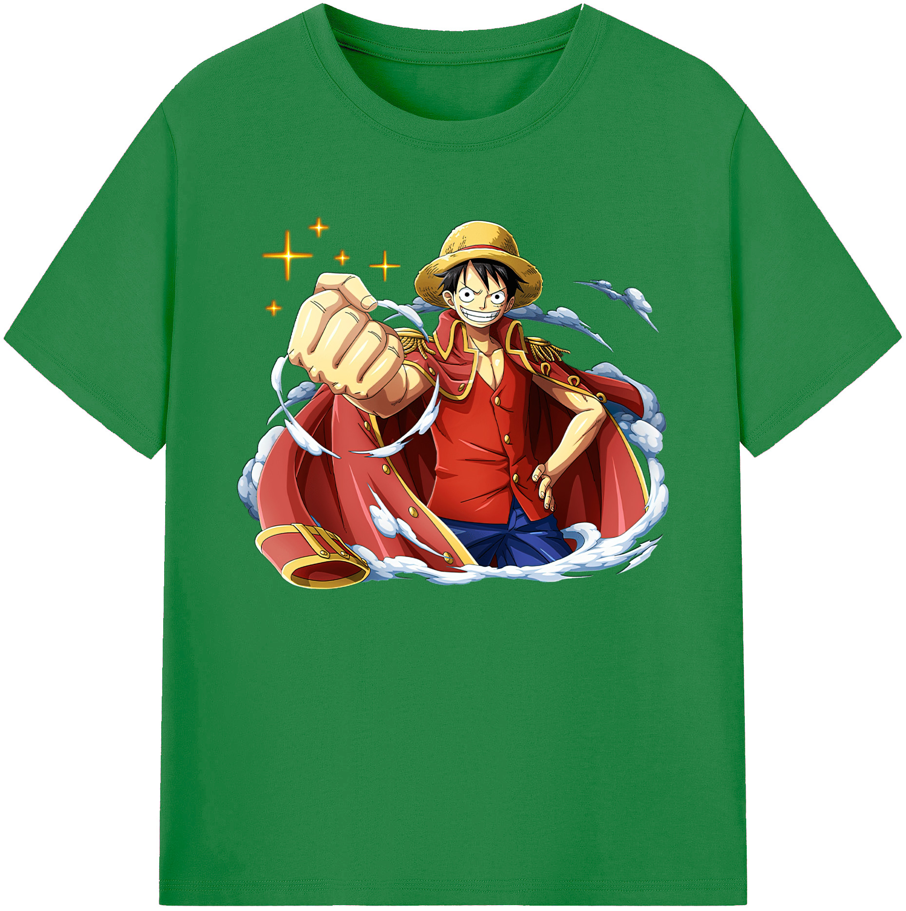 ワンピース モンキー・D・ルフィ ONE PIECE Monkey D. Luffy 綿100％ メンズ半袖Tシャツ｜肌触りやわらか＆通気性