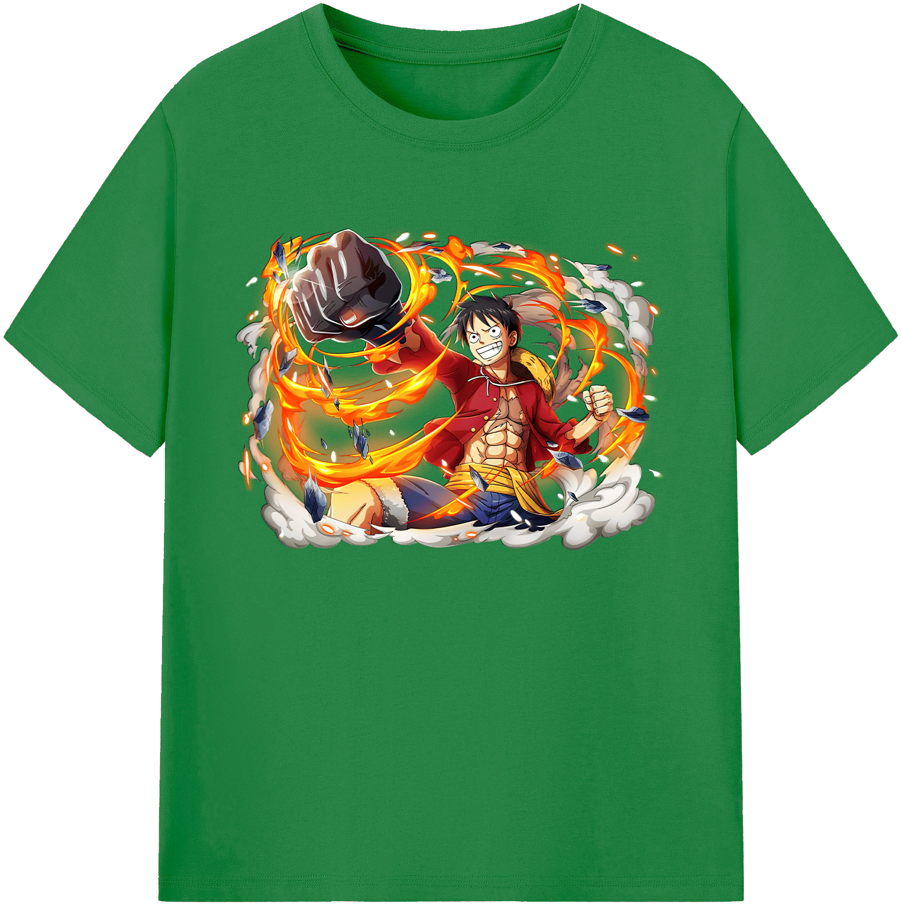 ワンピース モンキー・D・ルフィ ONE PIECE Monkey D. Luffy 綿100％ メンズ半袖Tシャツ｜肌触りやわらか＆通気性