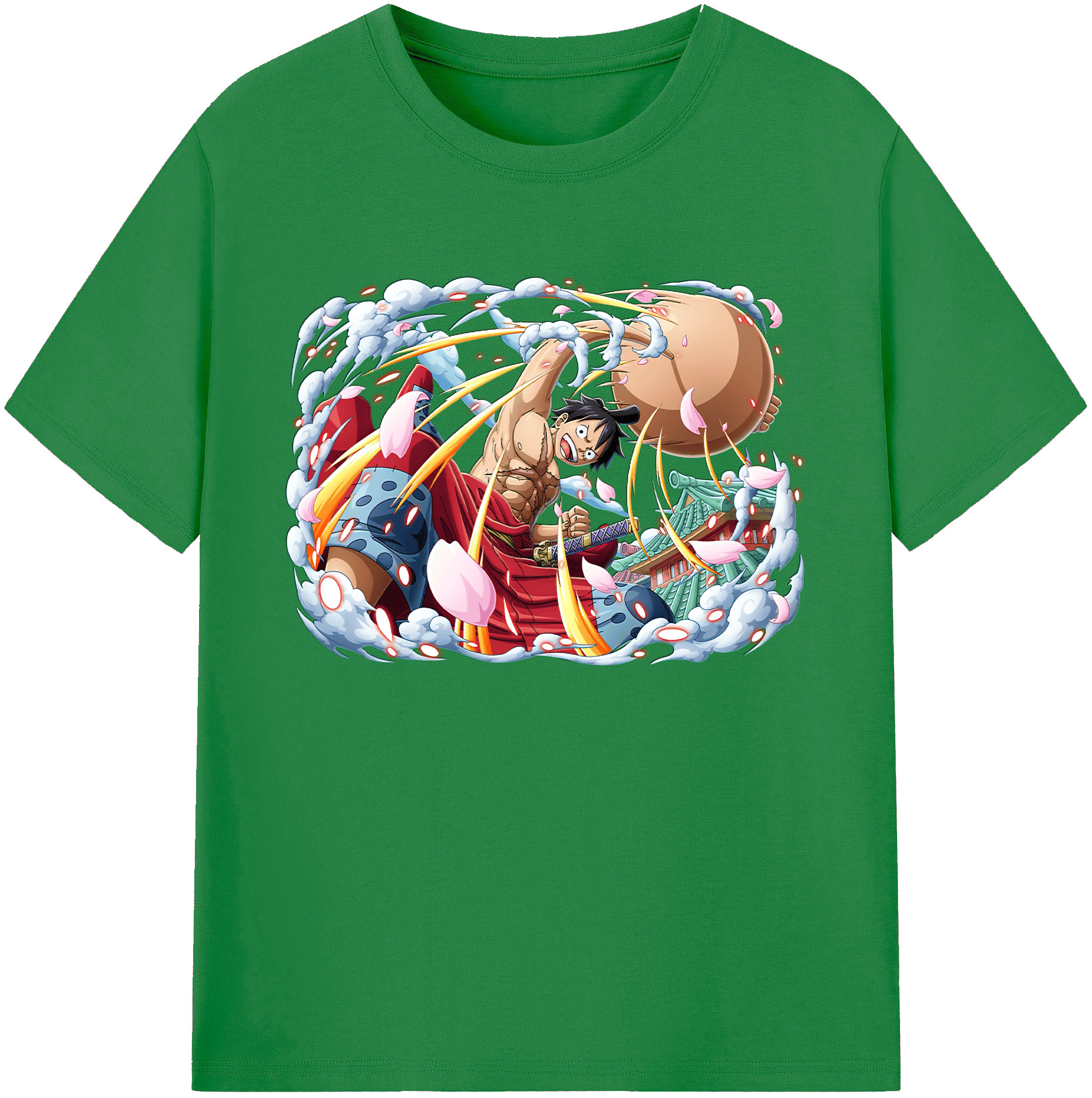 ワンピース モンキー・D・ルフィ ONE PIECE Monkey D. Luffy 綿100％ メンズ半袖Tシャツ｜肌触りやわらか＆通気性