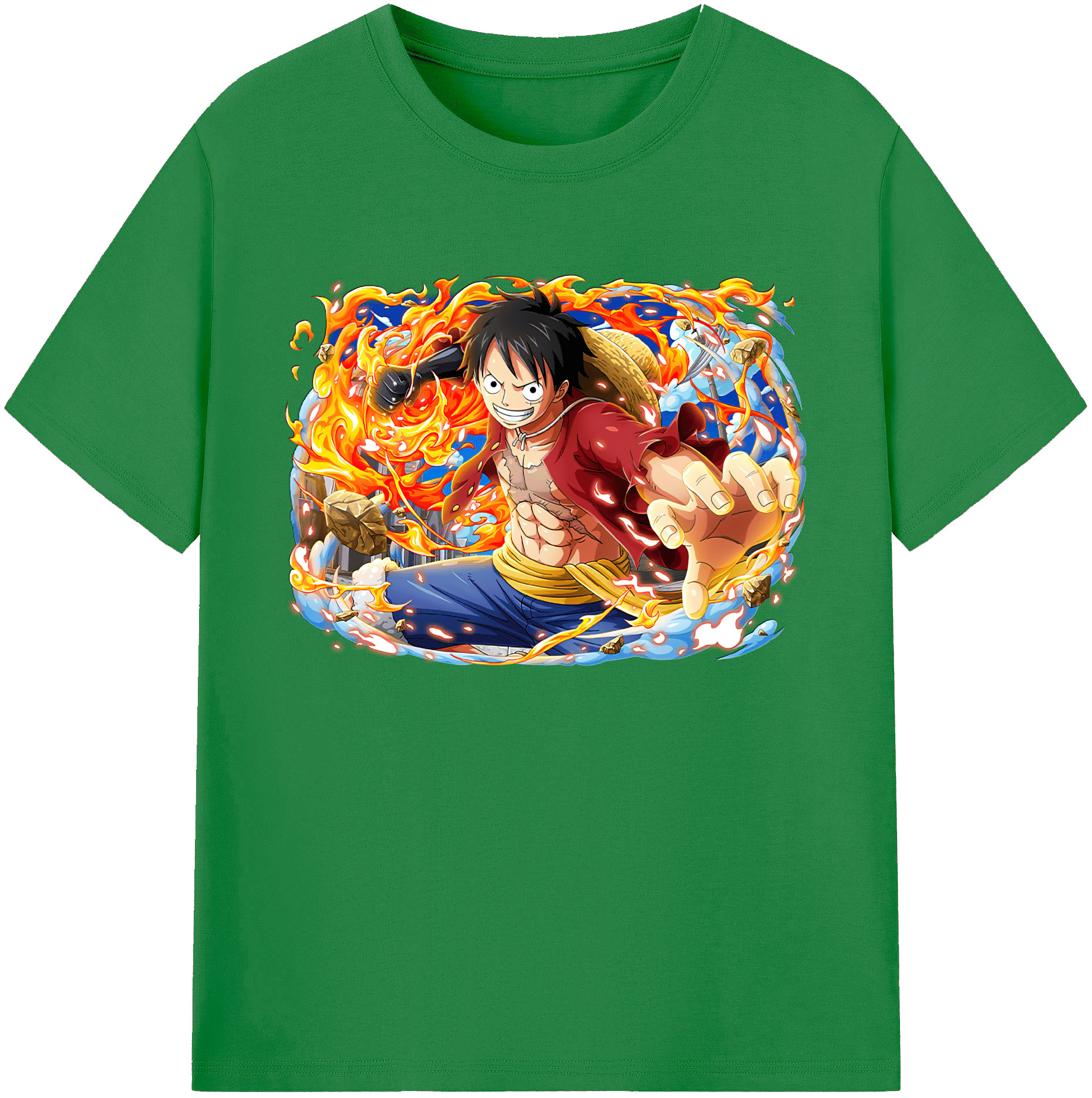 ワンピース モンキー・D・ルフィ ONE PIECE Monkey D. Luffy 綿100％ メンズ半袖Tシャツ｜肌触りやわらか＆通気性