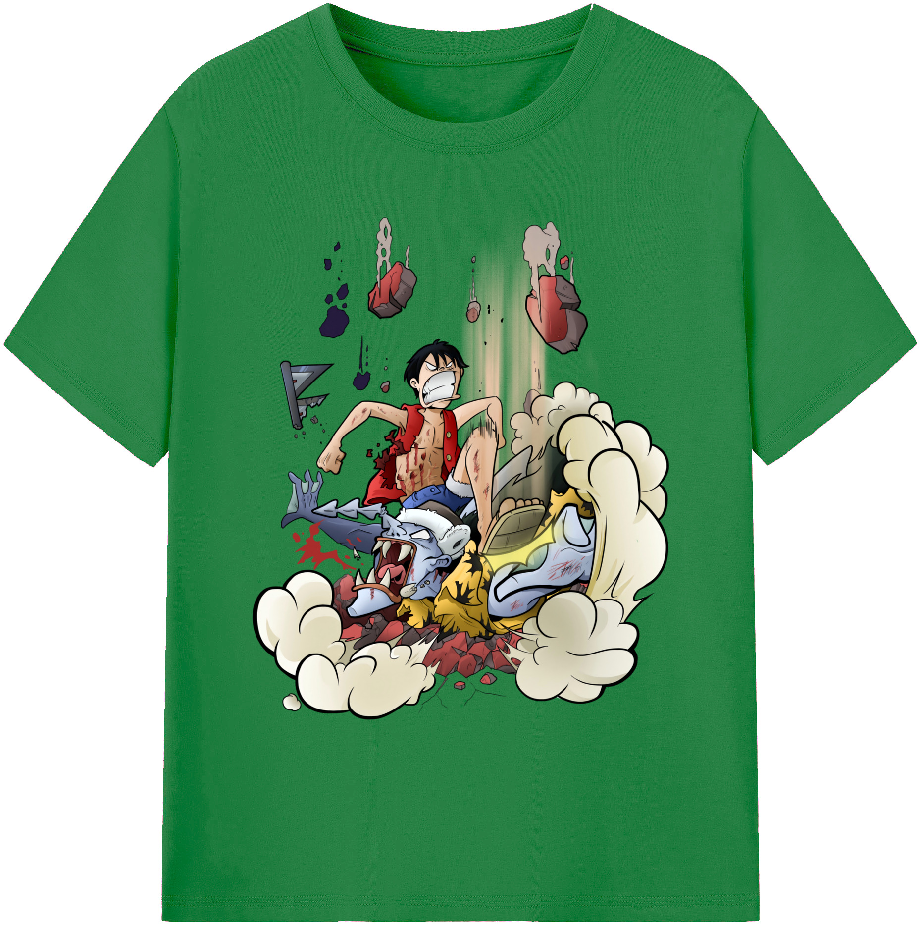 ワンピース モンキー・D・ルフィ ONE PIECE Monkey D. Luffy 綿100％ メンズ半袖Tシャツ｜肌触りやわらか＆通気性