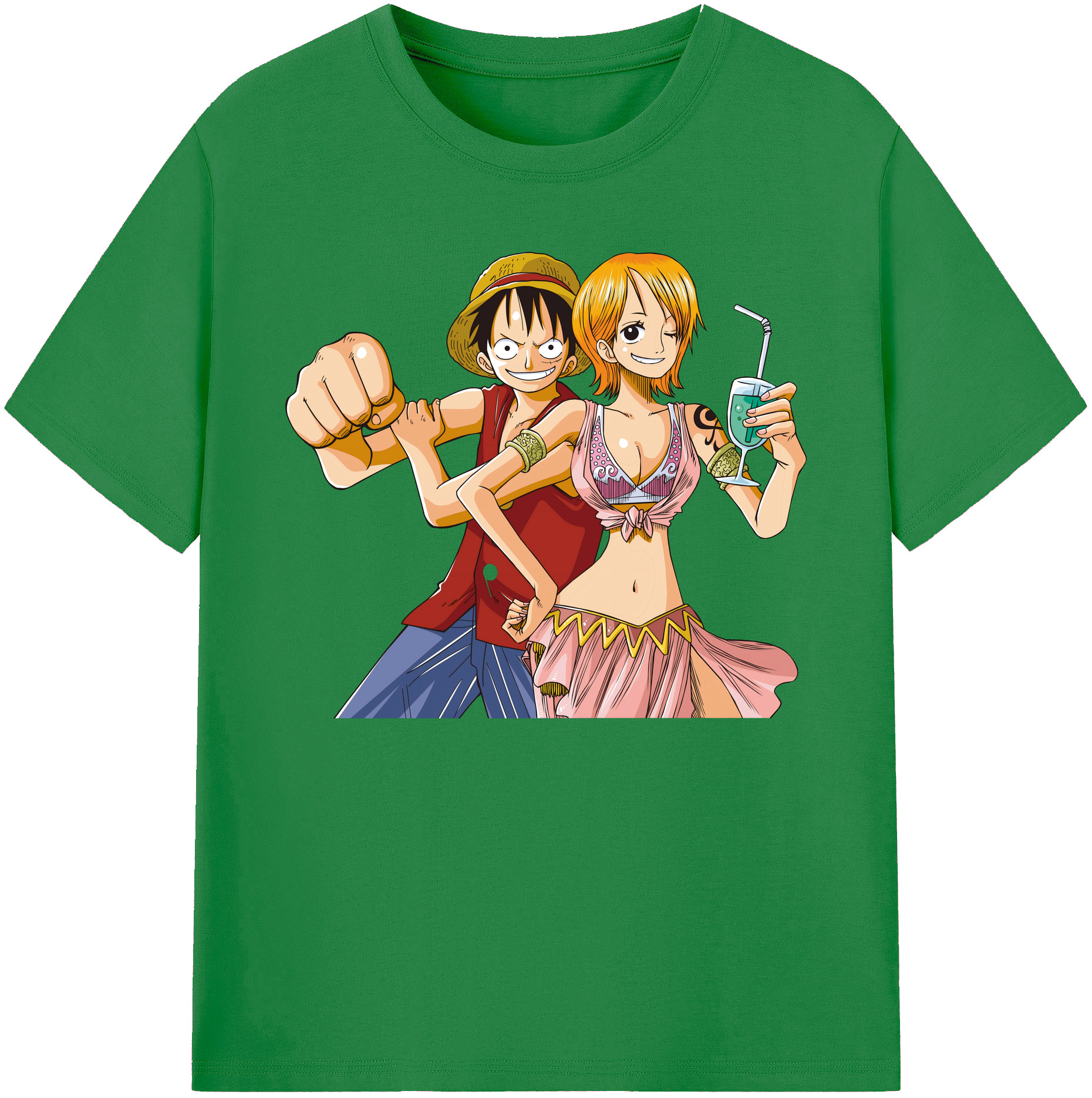 ワンピース モンキー・D・ルフィ ONE PIECE Monkey D. Luffy 綿100％ メンズ半袖Tシャツ｜肌触りやわらか＆通気性