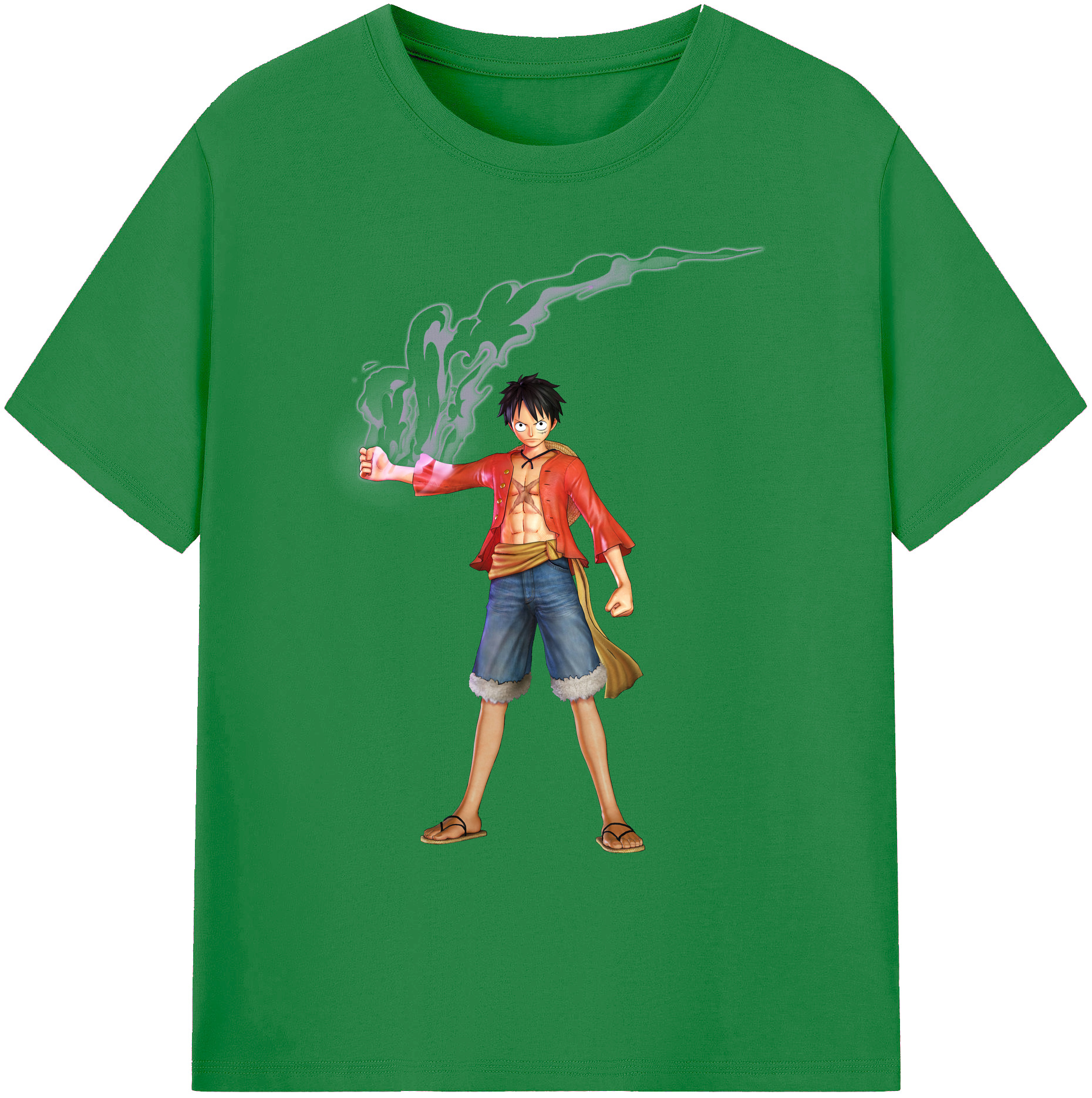 ワンピース モンキー・D・ルフィ ONE PIECE Monkey D. Luffy 綿100％ メンズ半袖Tシャツ｜肌触りやわらか＆通気性