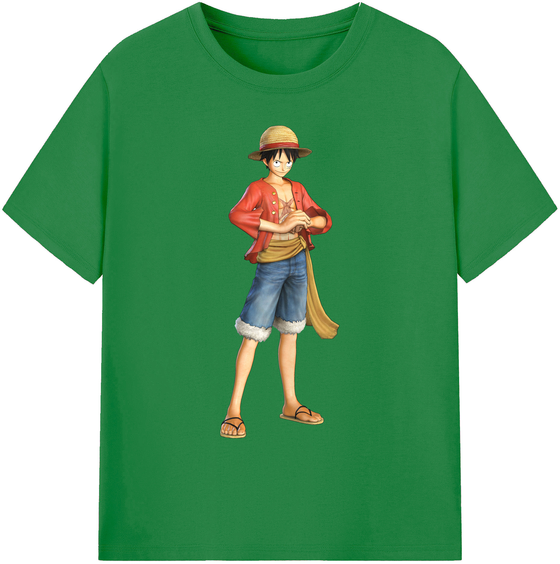 ワンピース モンキー・D・ルフィ ONE PIECE Monkey D. Luffy 綿100％ メンズ半袖Tシャツ｜肌触りやわらか＆通気性