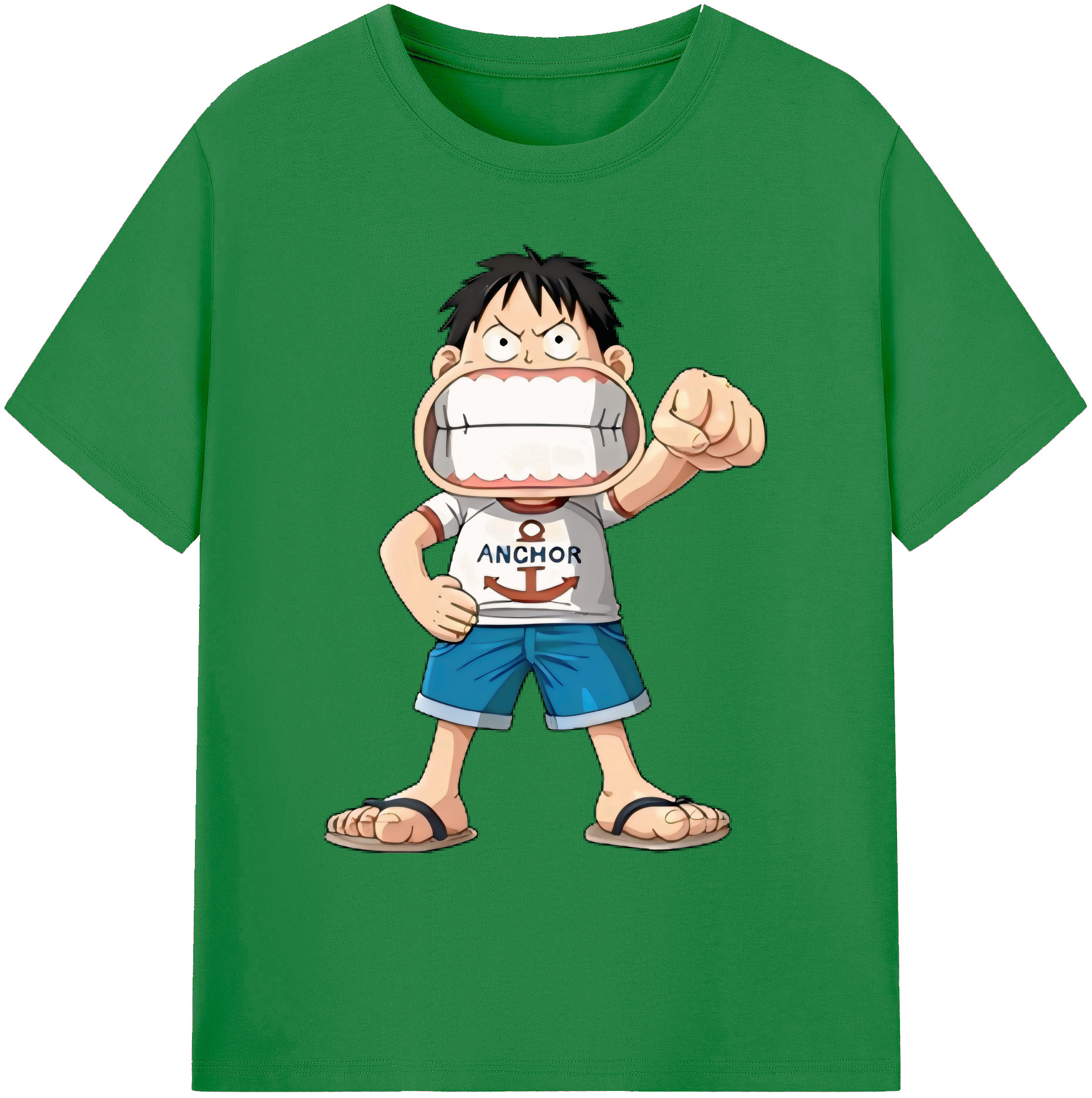 ワンピース モンキー・D・ルフィ ONE PIECE Monkey D. Luffy 綿100％ メンズ半袖Tシャツ｜肌触りやわらか＆通気性