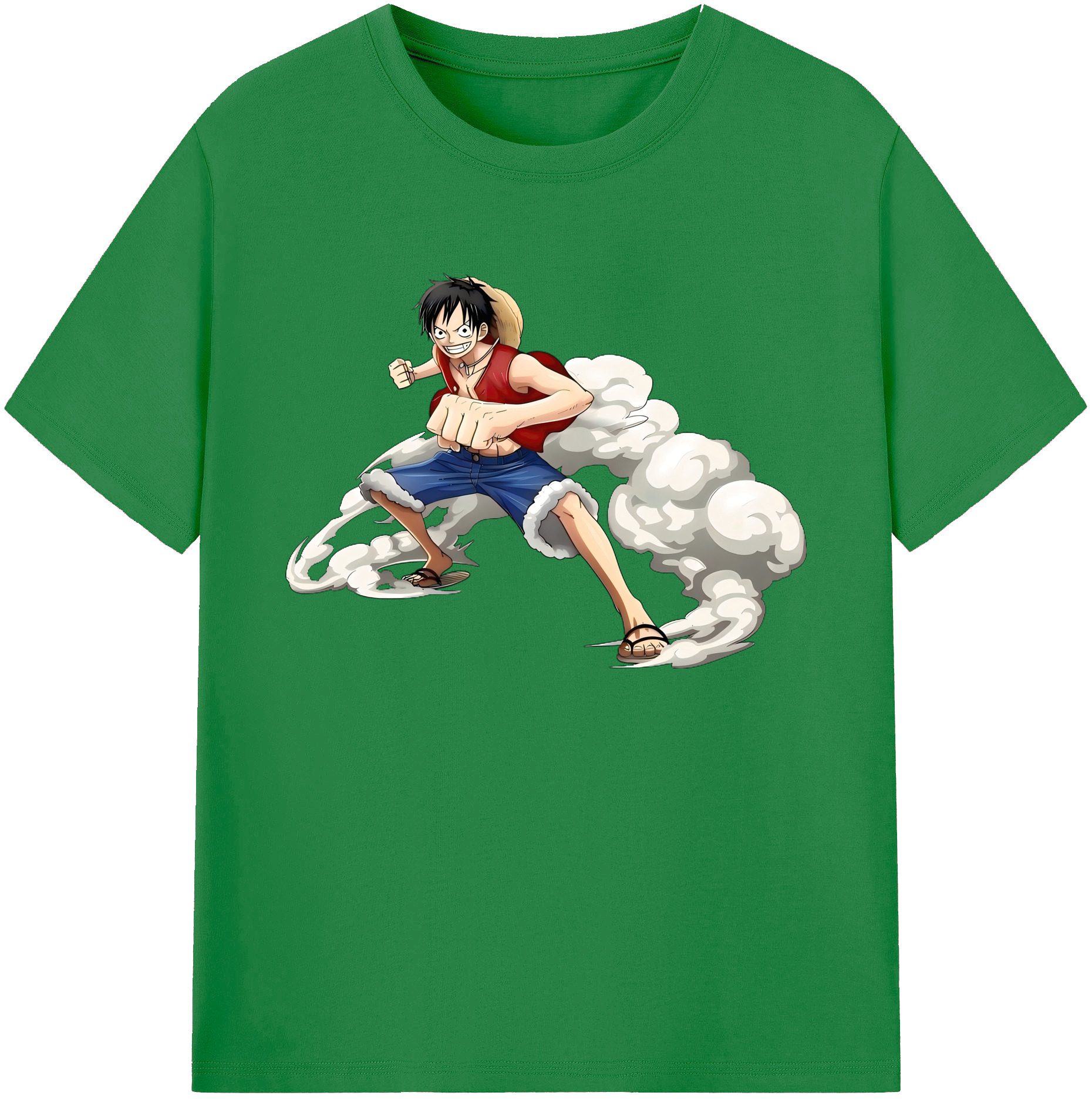 ワンピース モンキー・D・ルフィ ONE PIECE Monkey D. Luffy 綿100％ メンズ半袖Tシャツ｜肌触りやわらか＆通気性