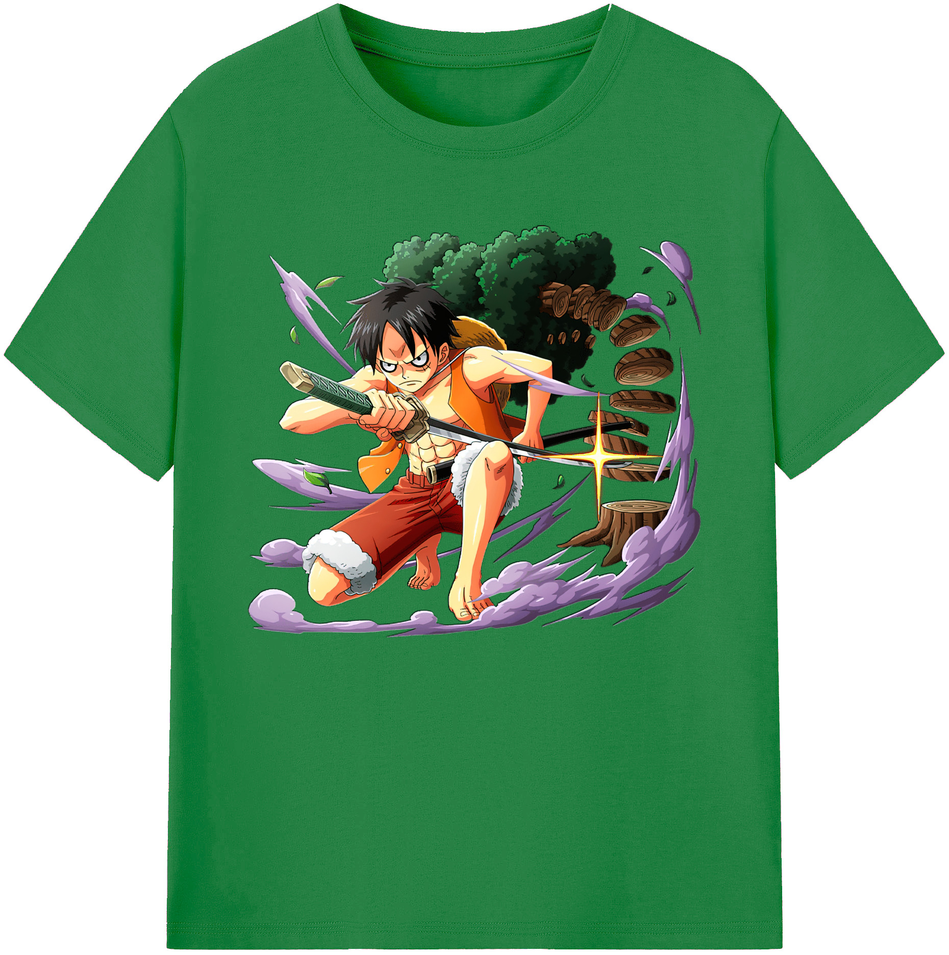 ワンピース モンキー・D・ルフィ ONE PIECE Monkey D. Luffy 綿100％ メンズ半袖Tシャツ｜肌触りやわらか＆通気性