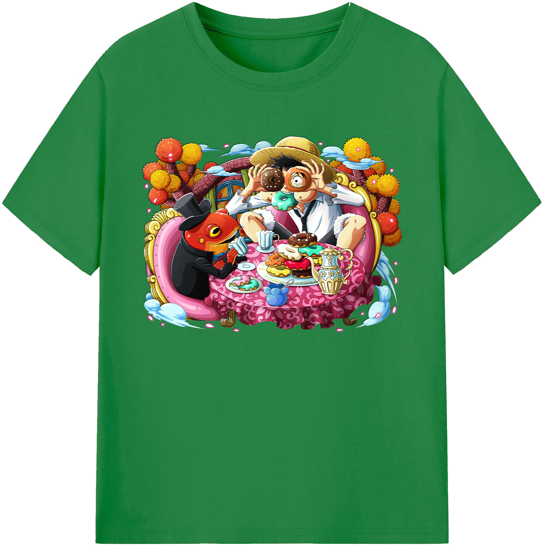 ワンピース モンキー・D・ルフィ ONE PIECE Monkey D. Luffy 綿100％ メンズ半袖Tシャツ｜肌触りやわらか＆通気性