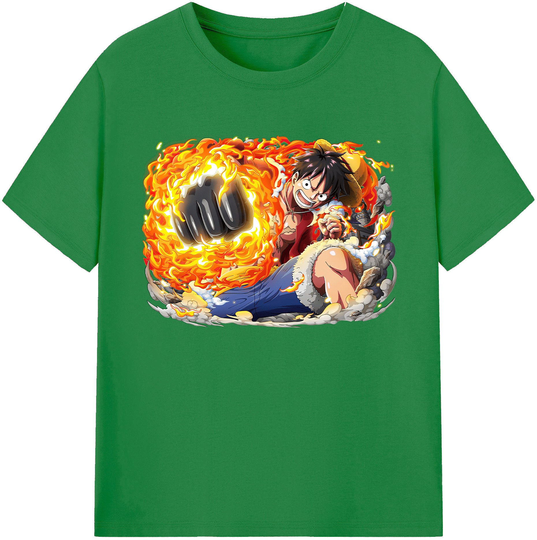 ワンピース モンキー・D・ルフィ ONE PIECE Monkey D. Luffy 綿100％ メンズ半袖Tシャツ｜肌触りやわらか＆通気性