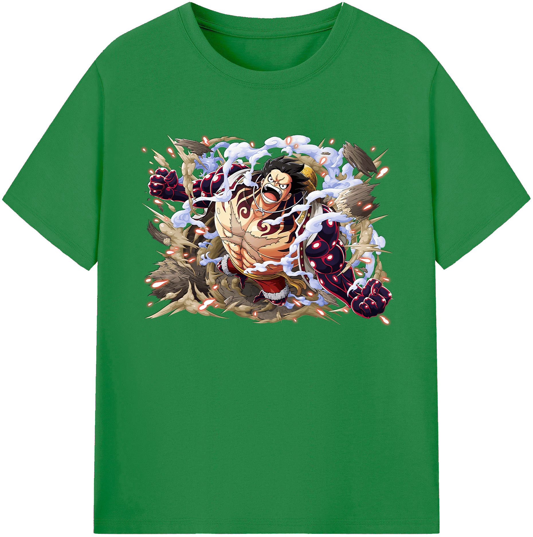 ワンピース モンキー・D・ルフィ ONE PIECE Monkey D. Luffy 綿100％ メンズ半袖Tシャツ｜肌触りやわらか＆通気性
