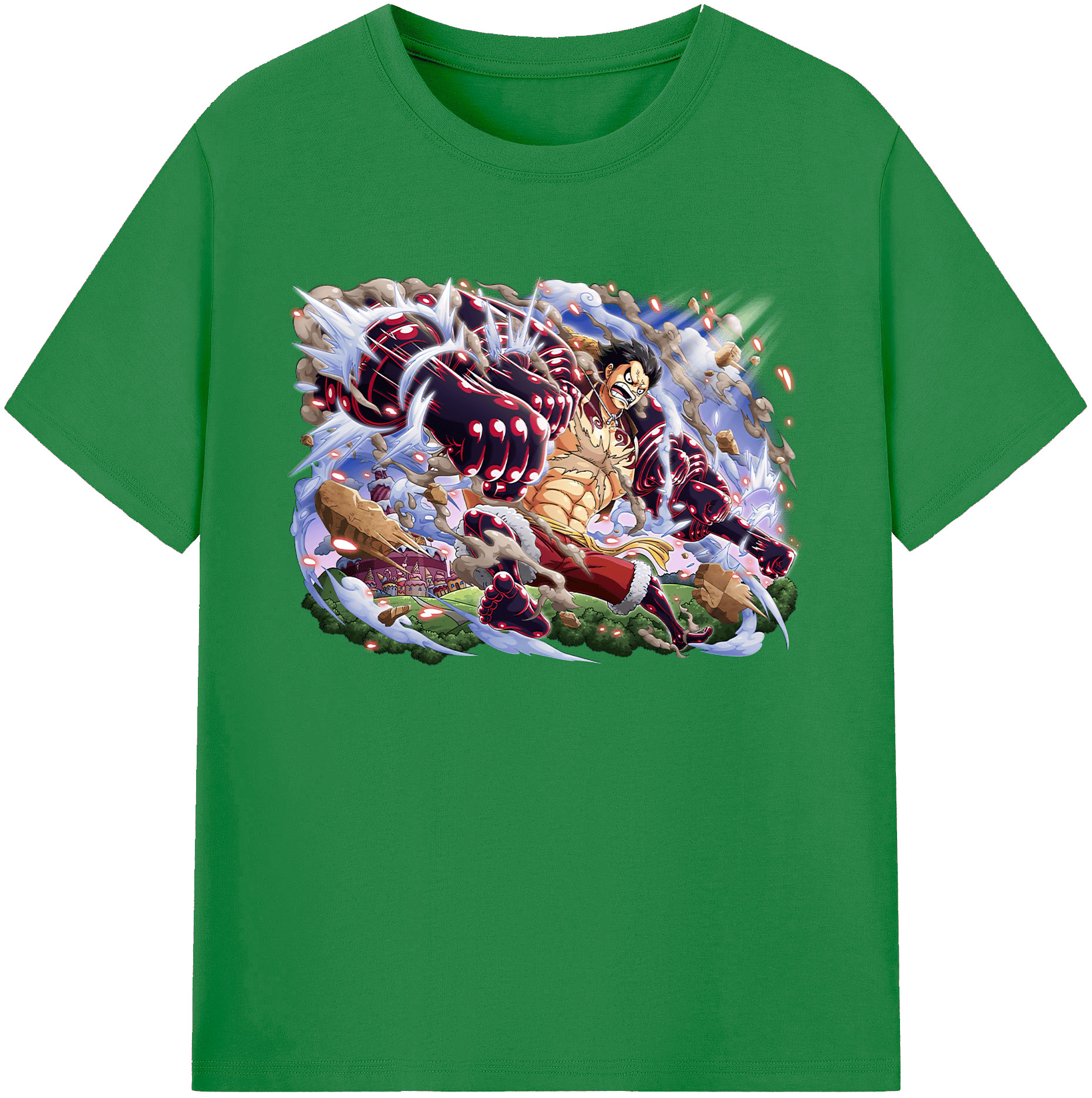 ワンピース モンキー・D・ルフィ ONE PIECE Monkey D. Luffy 綿100％ メンズ半袖Tシャツ｜肌触りやわらか＆通気性