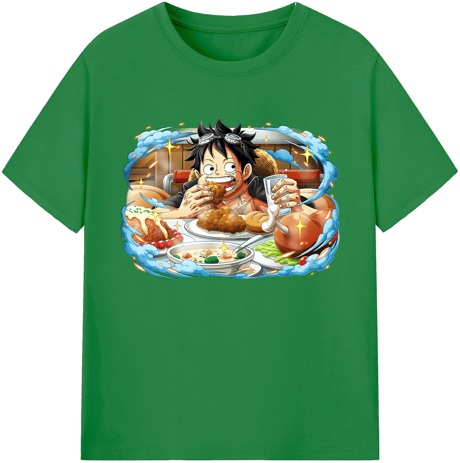 ワンピース モンキー・D・ルフィ ONE PIECE Monkey D. Luffy 綿100％ メンズ半袖Tシャツ｜肌触りやわらか＆通気性