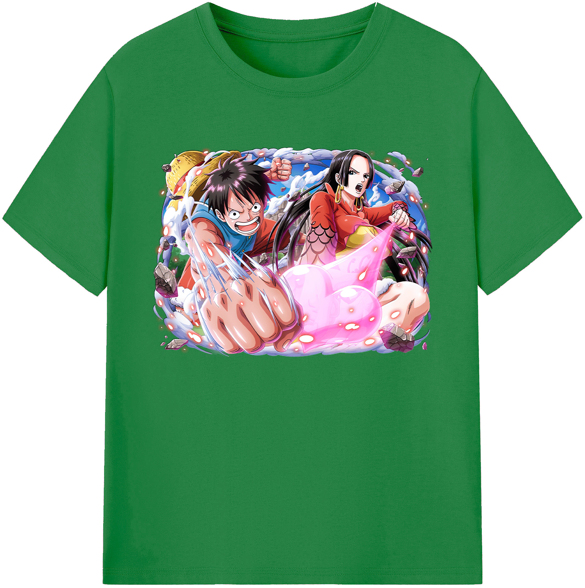 ワンピース モンキー・D・ルフィ ONE PIECE Monkey D. Luffy 綿100％ メンズ半袖Tシャツ｜肌触りやわらか＆通気性