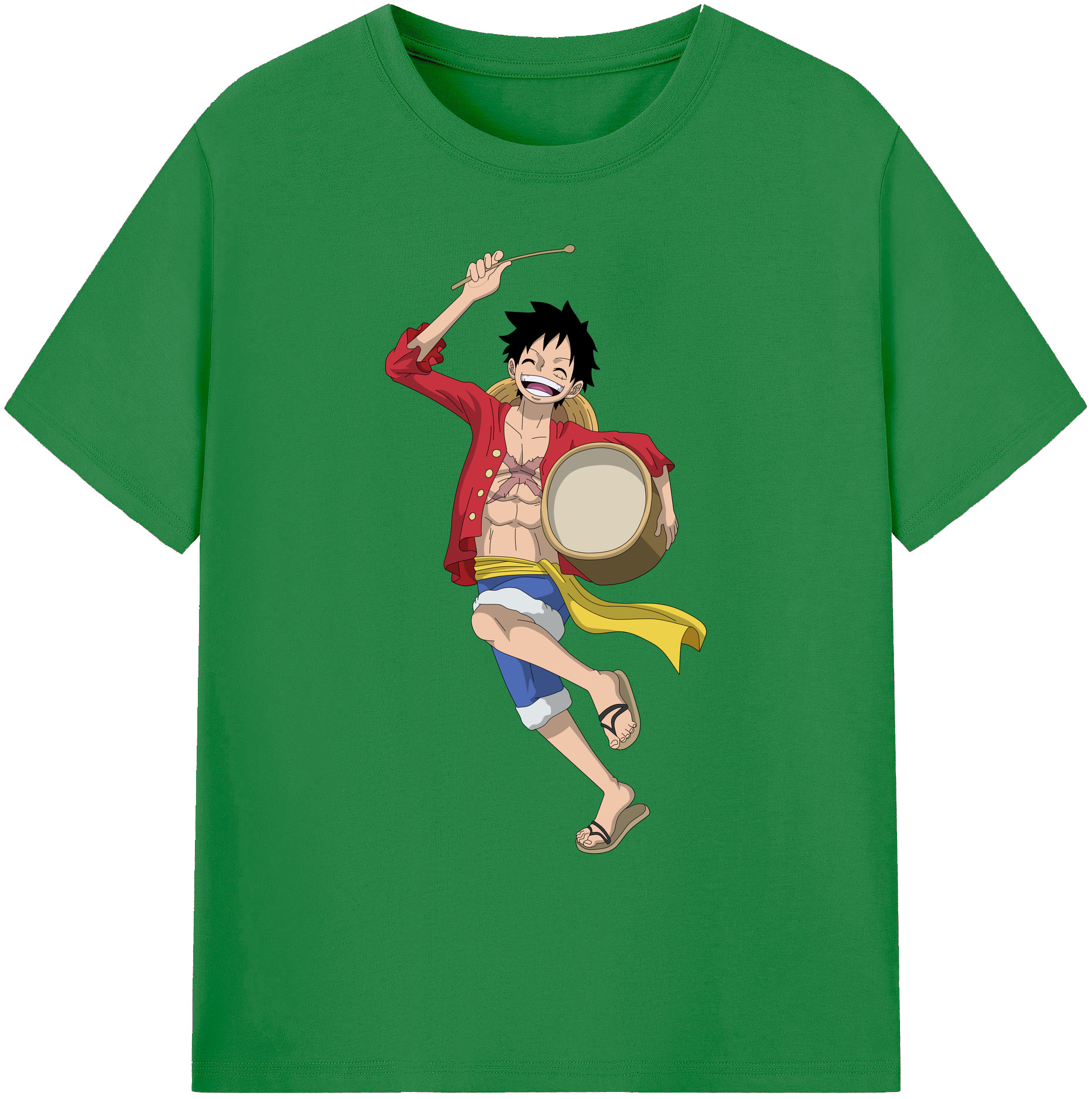 ワンピース モンキー・D・ルフィ ONE PIECE Monkey D. Luffy 綿100％ メンズ半袖Tシャツ｜肌触りやわらか＆通気性