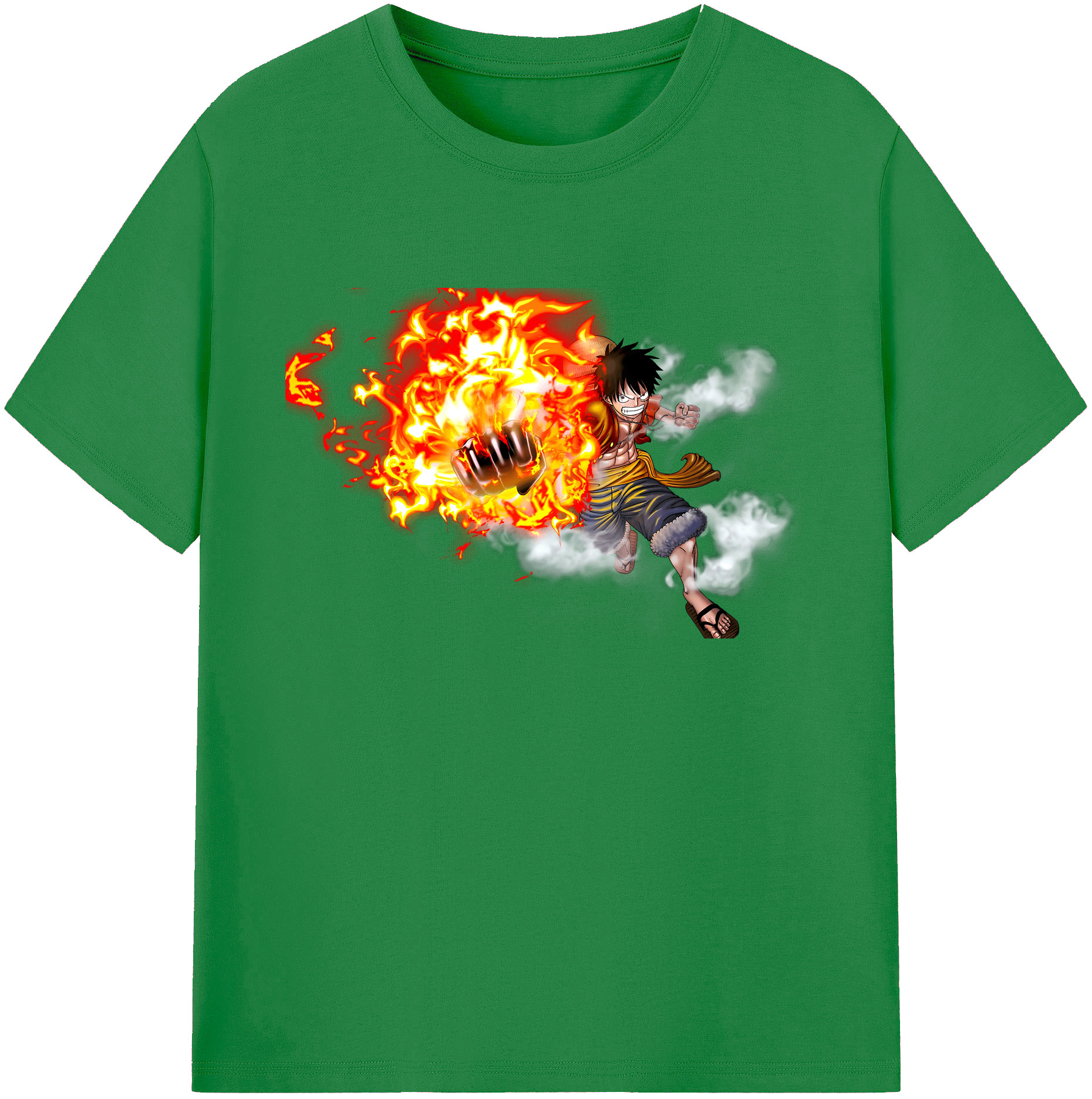 ワンピース モンキー・D・ルフィ ONE PIECE Monkey D. Luffy 綿100％ メンズ半袖Tシャツ｜肌触りやわらか＆通気性