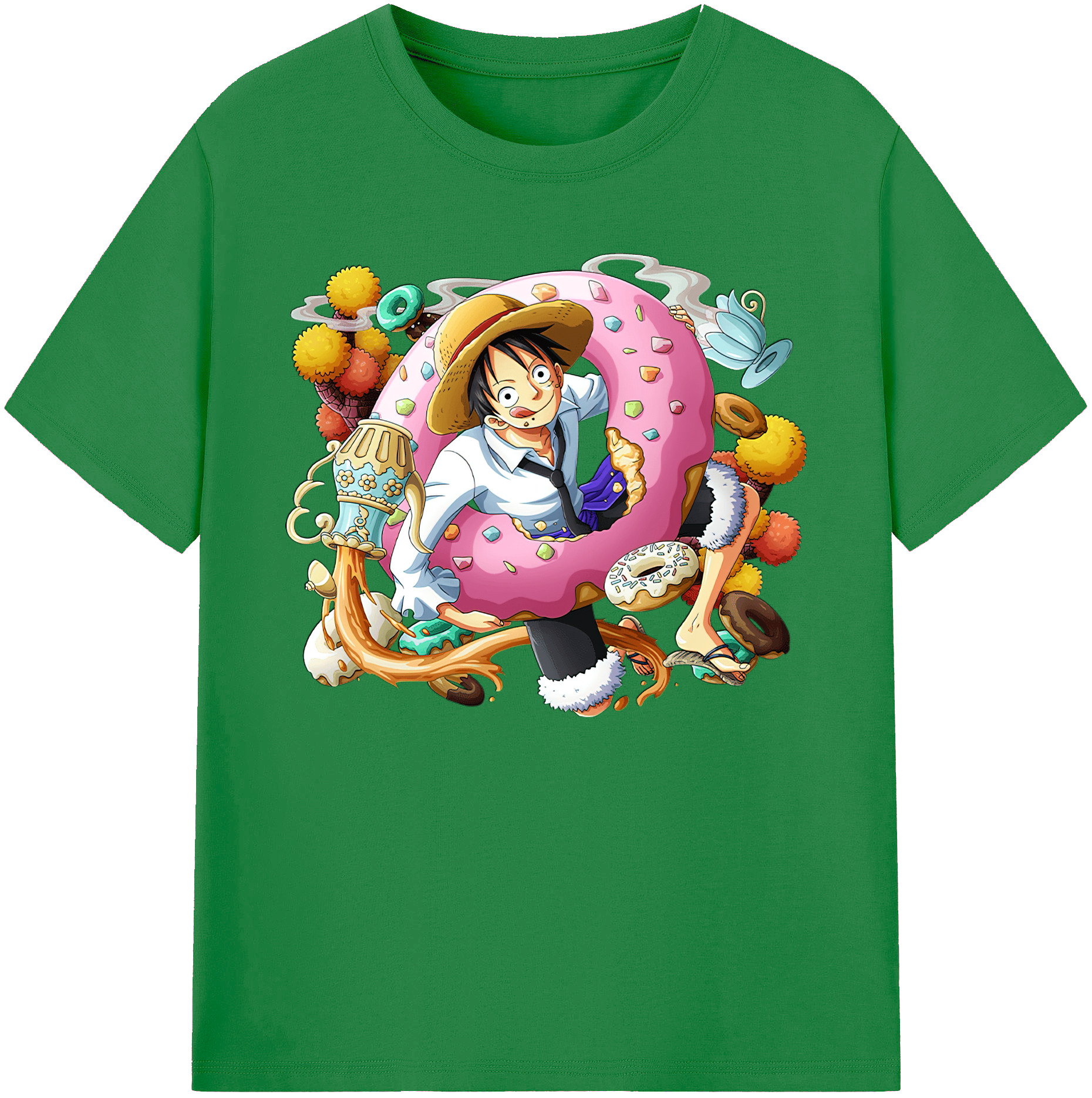 ワンピース モンキー・D・ルフィ ONE PIECE Monkey D. Luffy 綿100％ メンズ半袖Tシャツ｜肌触りやわらか＆通気性