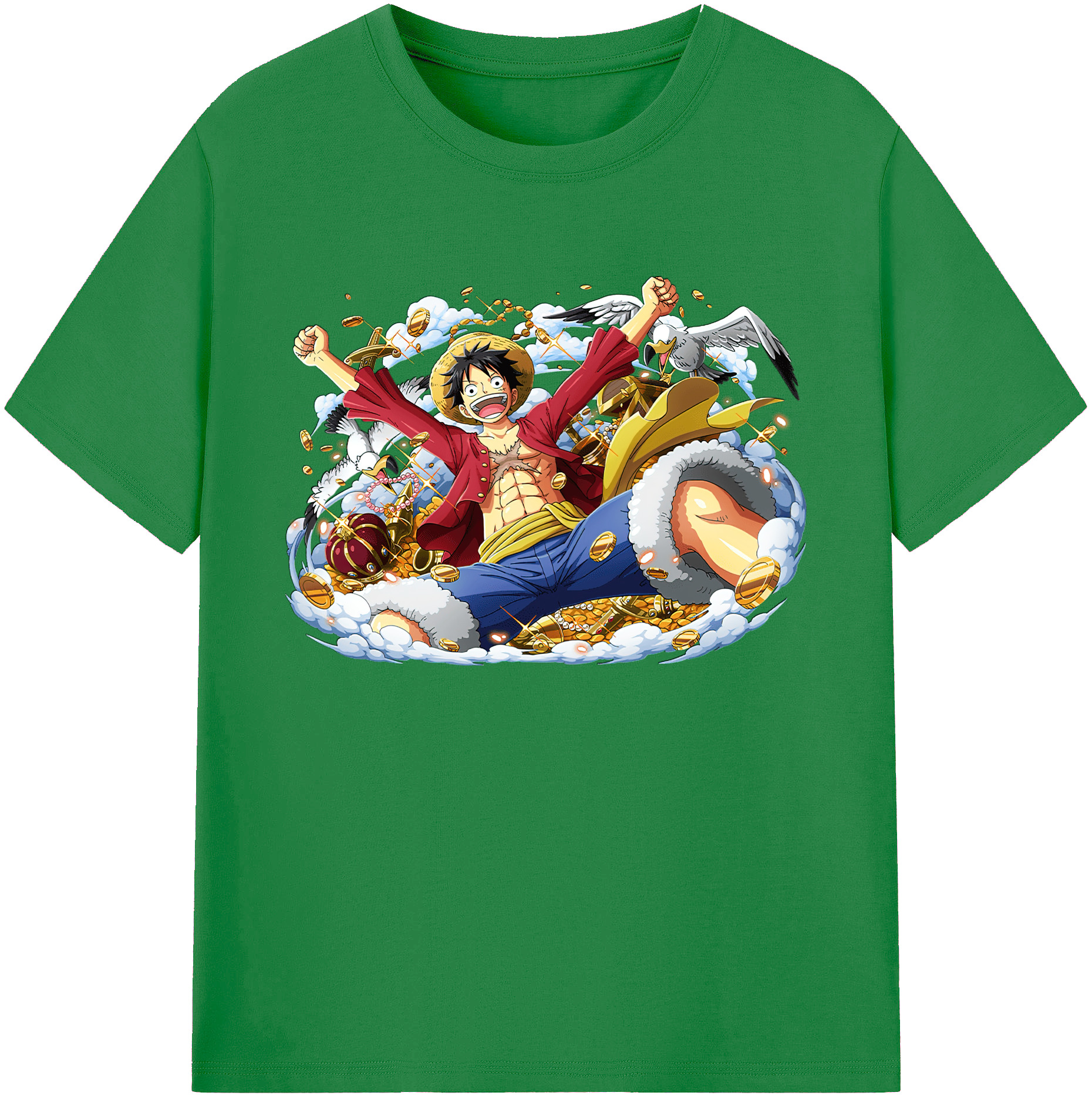 ワンピース モンキー・D・ルフィ ONE PIECE Monkey D. Luffy 綿100％ メンズ半袖Tシャツ｜肌触りやわらか＆通気性
