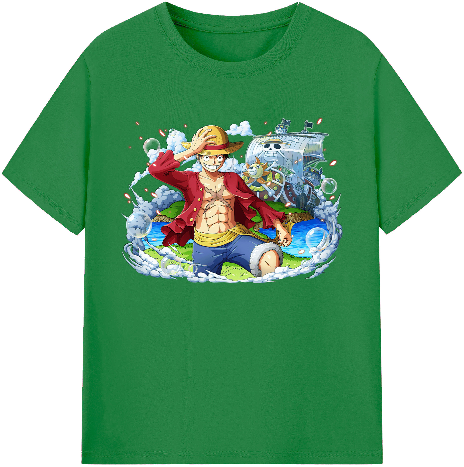 ワンピース モンキー・D・ルフィ ONE PIECE Monkey D. Luffy 綿100％ メンズ半袖Tシャツ｜肌触りやわらか＆通気性