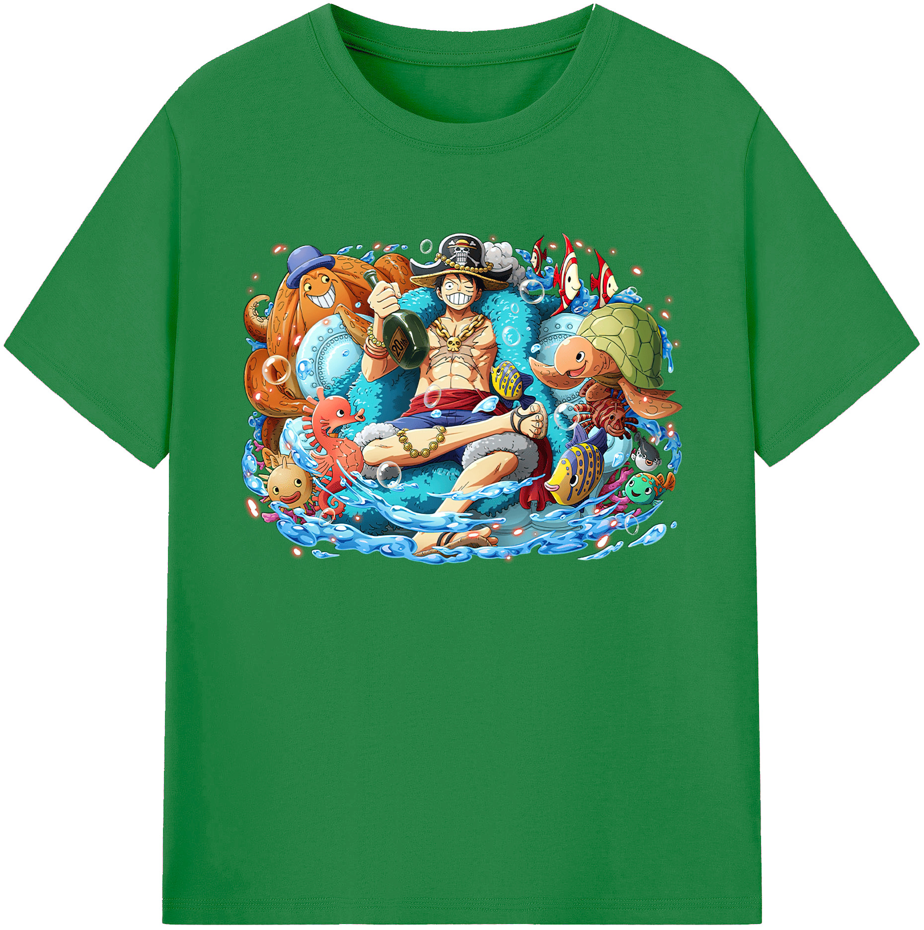 ワンピース モンキー・D・ルフィ ONE PIECE Monkey D. Luffy 綿100％ メンズ半袖Tシャツ｜肌触りやわらか＆通気性