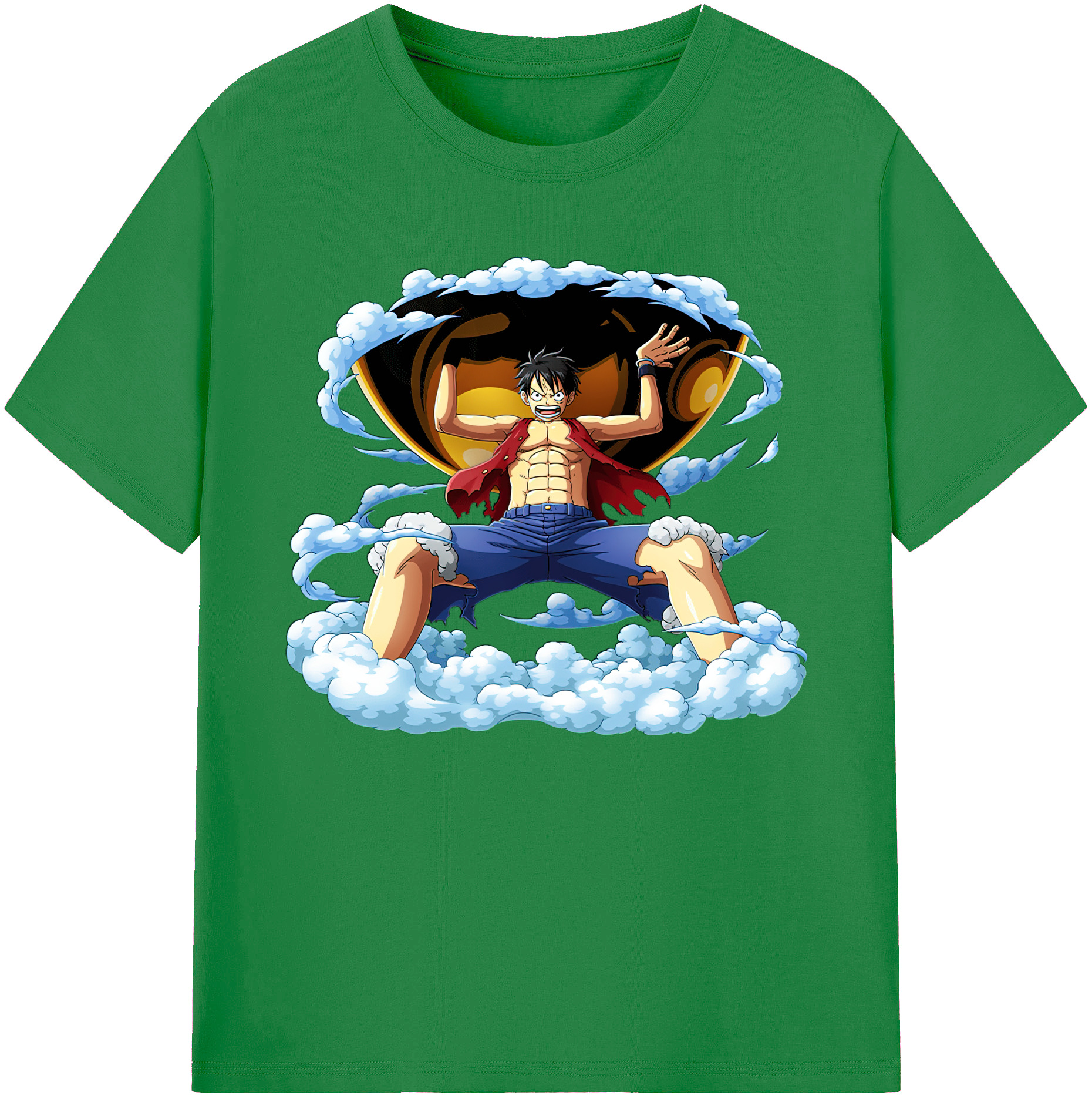ワンピース モンキー・D・ルフィ ONE PIECE Monkey D. Luffy 綿100％ メンズ半袖Tシャツ｜肌触りやわらか＆通気性