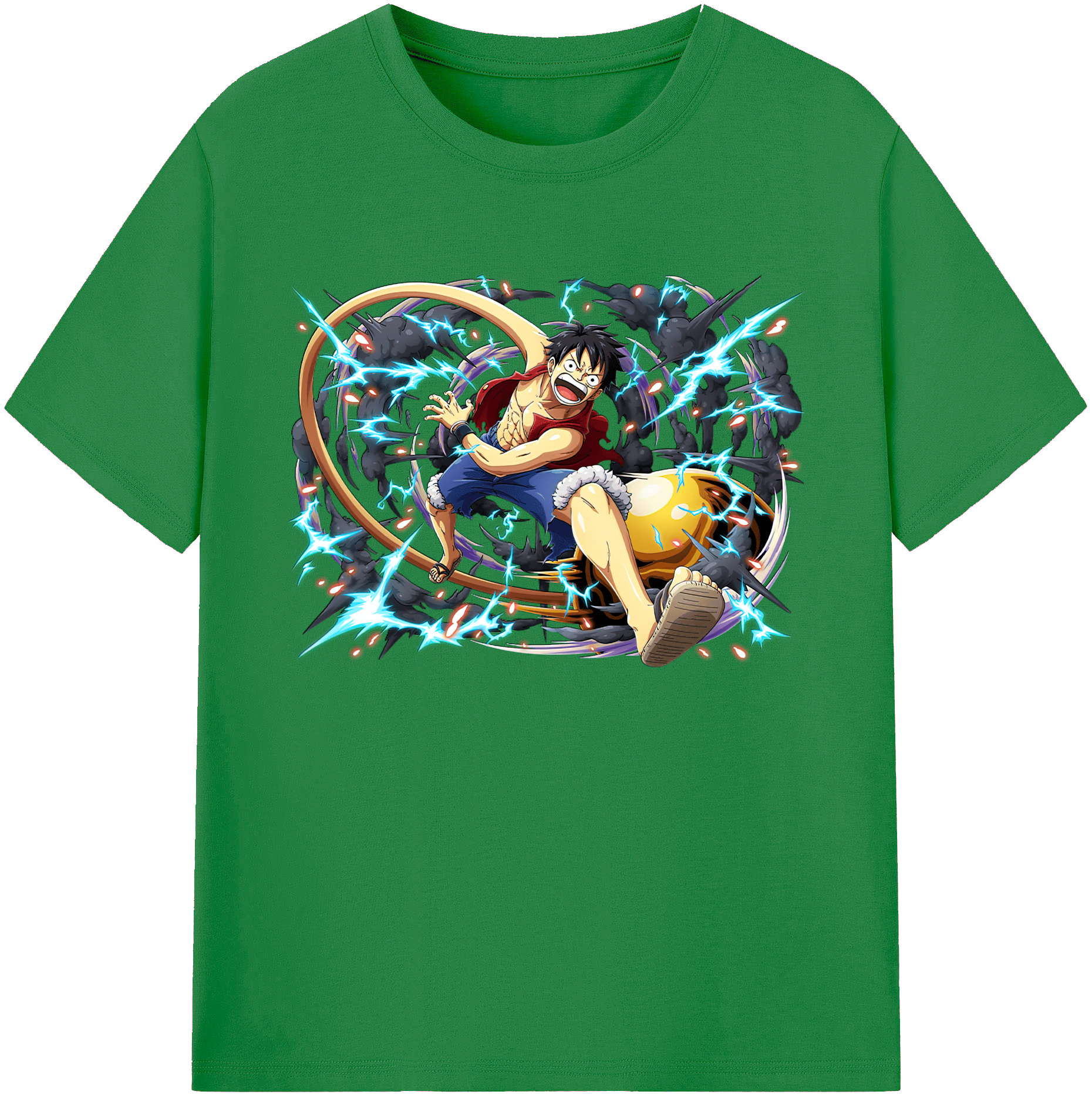 ワンピース モンキー・D・ルフィ ONE PIECE Monkey D. Luffy 綿100％ メンズ半袖Tシャツ｜肌触りやわらか＆通気性
