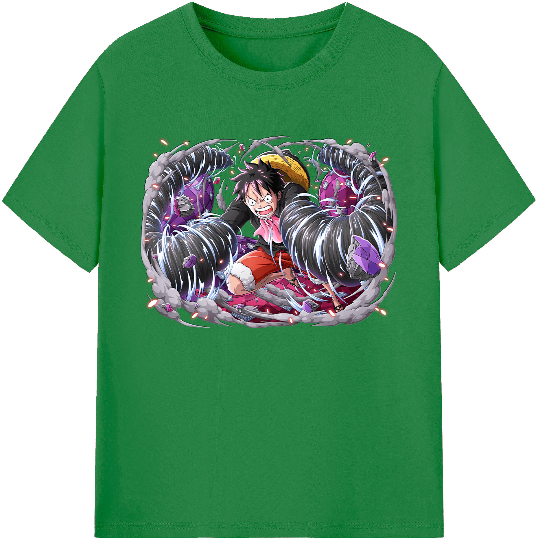 ワンピース モンキー・D・ルフィ ONE PIECE Monkey D. Luffy 綿100％ メンズ半袖Tシャツ｜肌触りやわらか＆通気性