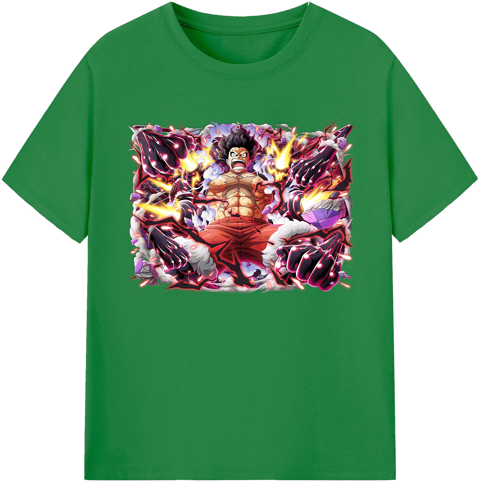 ワンピース モンキー・D・ルフィ ONE PIECE Monkey D. Luffy 綿100％ メンズ半袖Tシャツ｜肌触りやわらか＆通気性