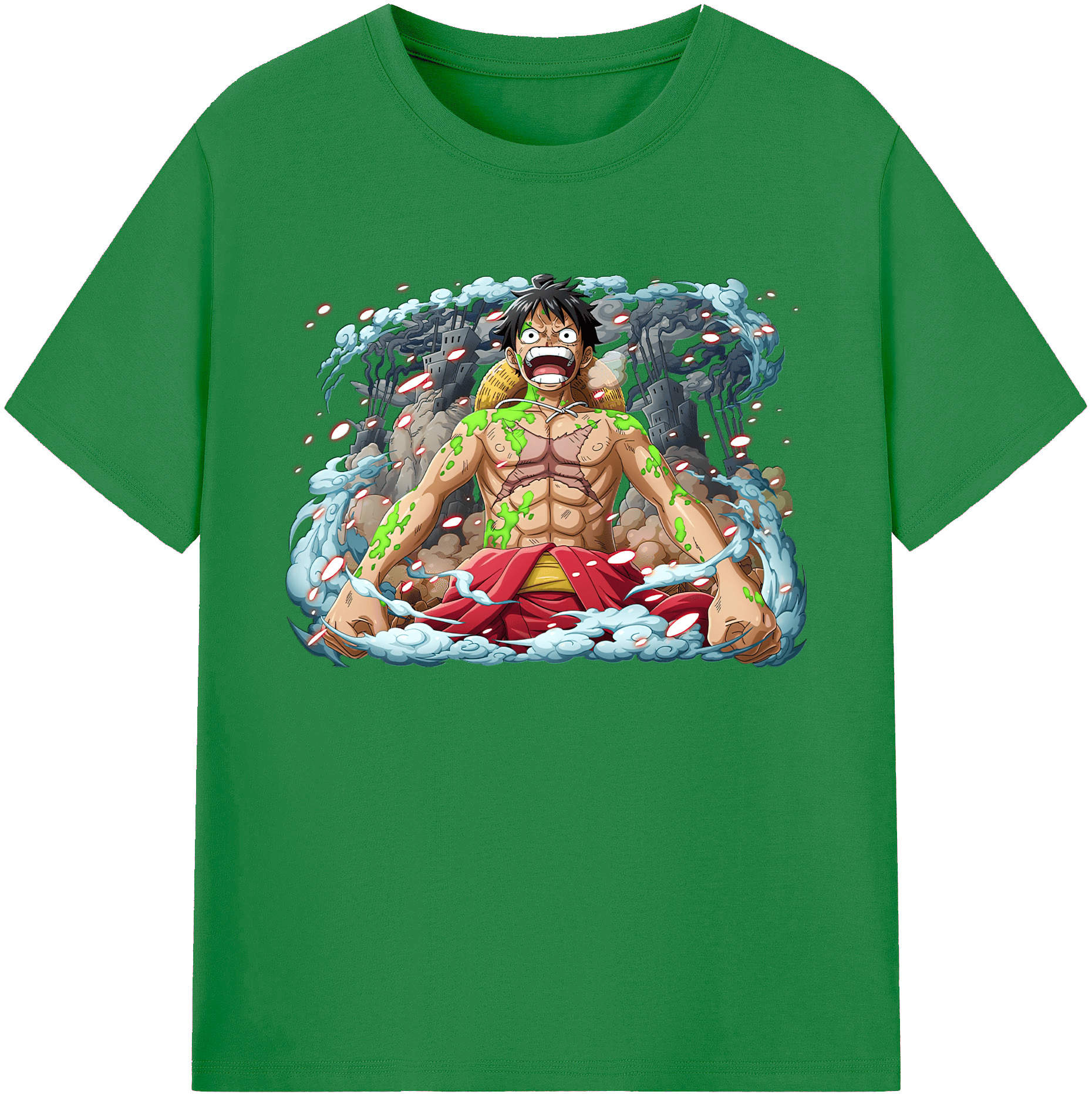 ワンピース モンキー・D・ルフィ ONE PIECE Monkey D. Luffy 綿100％ メンズ半袖Tシャツ｜肌触りやわらか＆通気性