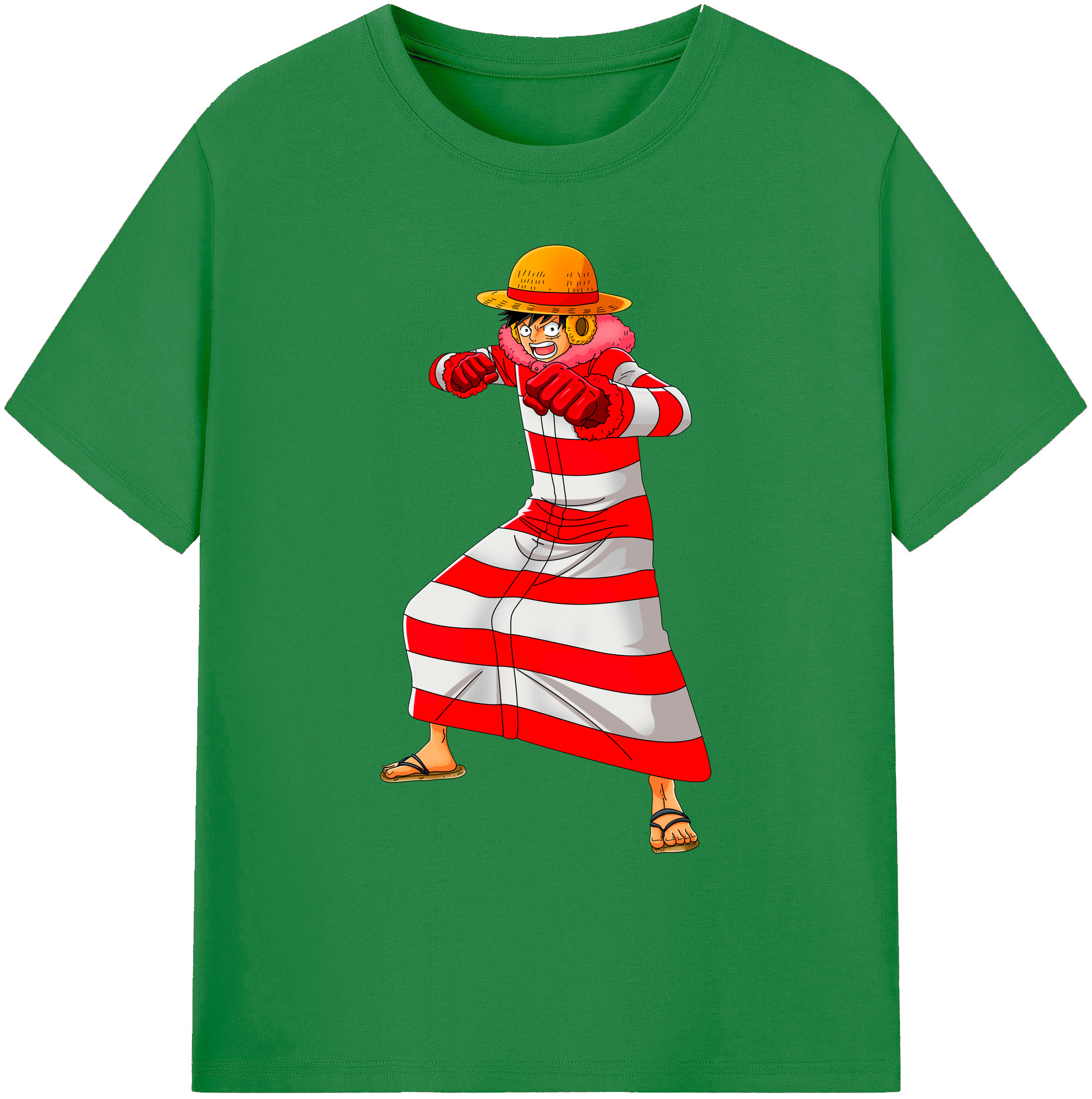 ワンピース モンキー・D・ルフィ ONE PIECE Monkey D. Luffy 綿100％ メンズ半袖Tシャツ｜肌触りやわらか＆通気性