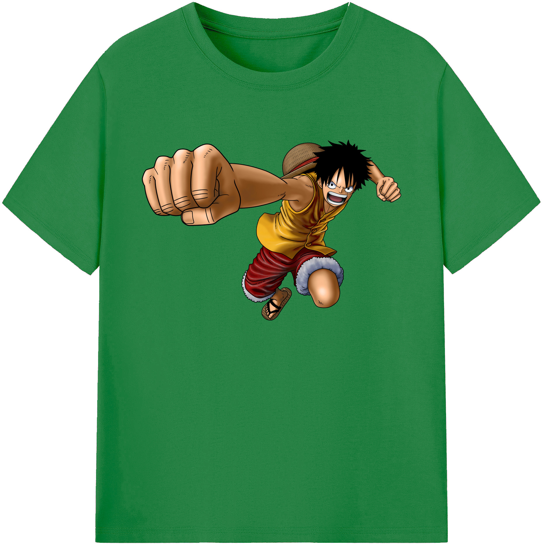 ワンピース モンキー・D・ルフィ ONE PIECE Monkey D. Luffy 綿100％ メンズ半袖Tシャツ｜肌触りやわらか＆通気性