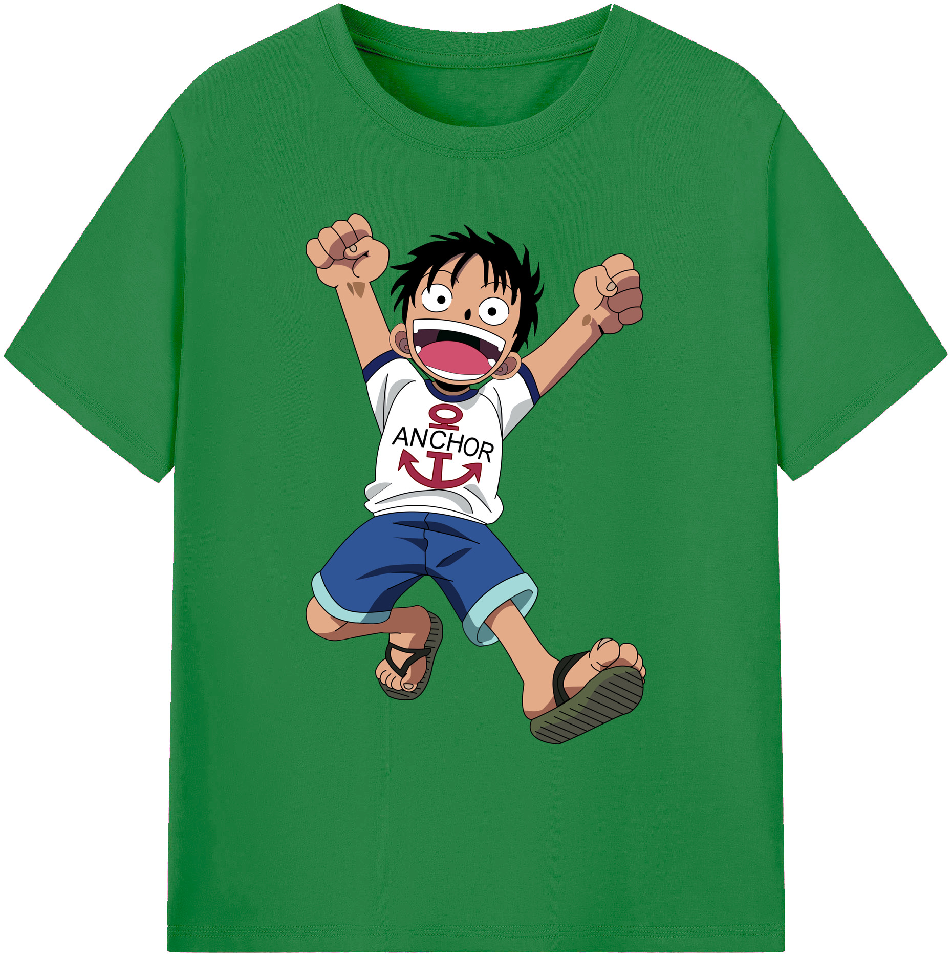 ワンピース モンキー・D・ルフィ ONE PIECE Monkey D. Luffy 綿100％ メンズ半袖Tシャツ｜肌触りやわらか＆通気性