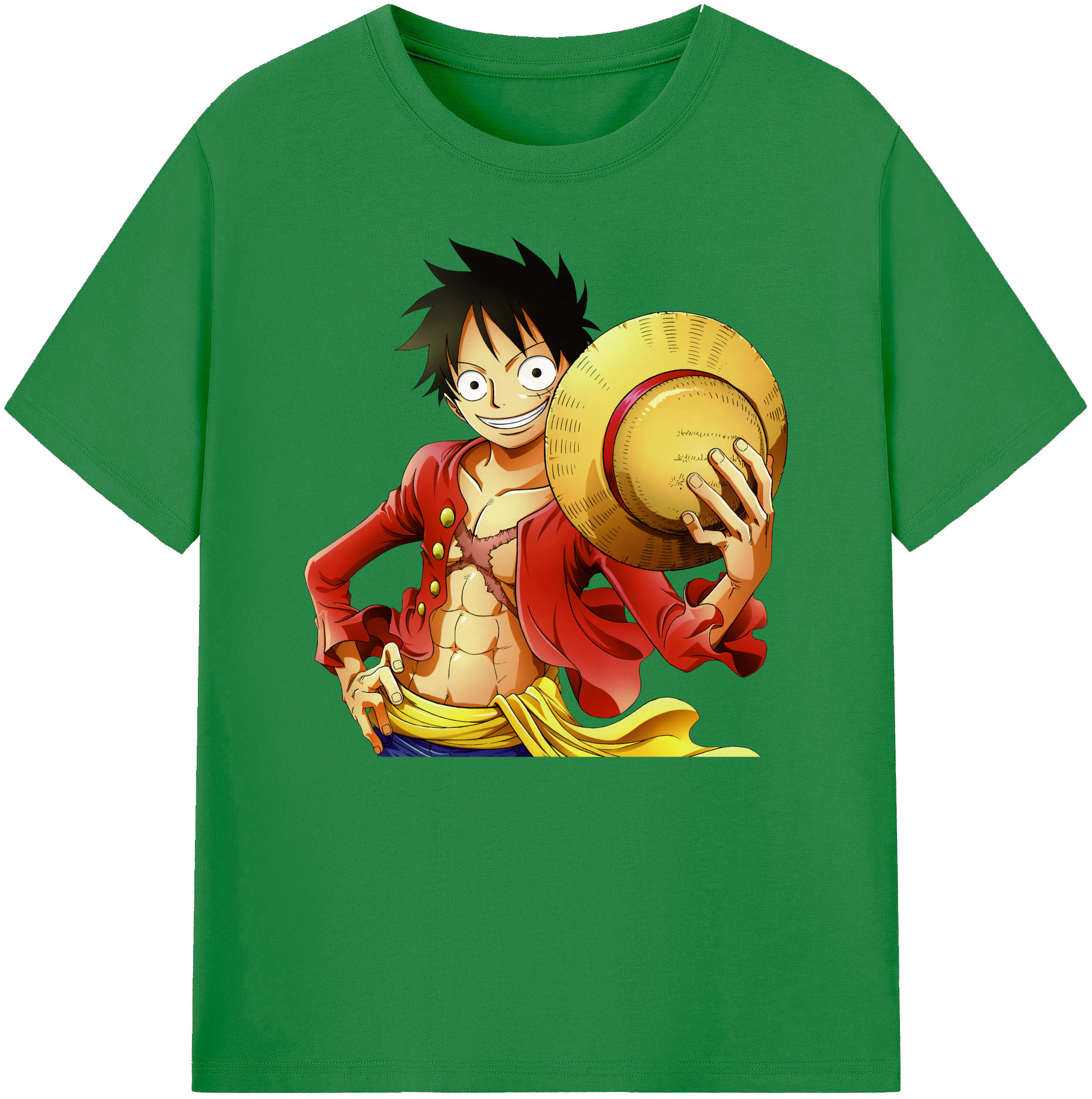 ワンピース モンキー・D・ルフィ ONE PIECE Monkey D. Luffy 綿100％ メンズ半袖Tシャツ｜肌触りやわらか＆通気性