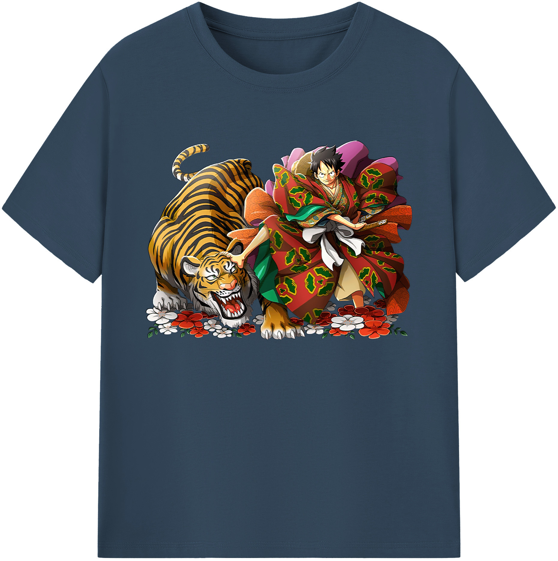ワンピース モンキー・D・ルフィ ONE PIECE Monkey D. Luffy 綿100％ メンズ半袖Tシャツ｜肌触りやわらか＆通気性