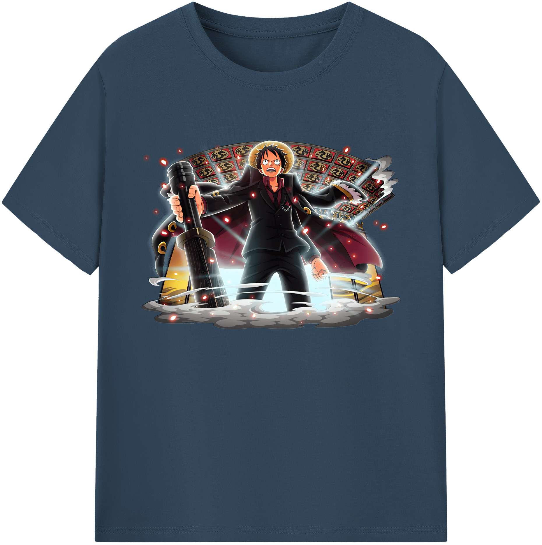 ワンピース モンキー・D・ルフィ ONE PIECE Monkey D. Luffy 綿100％ メンズ半袖Tシャツ｜肌触りやわらか＆通気性