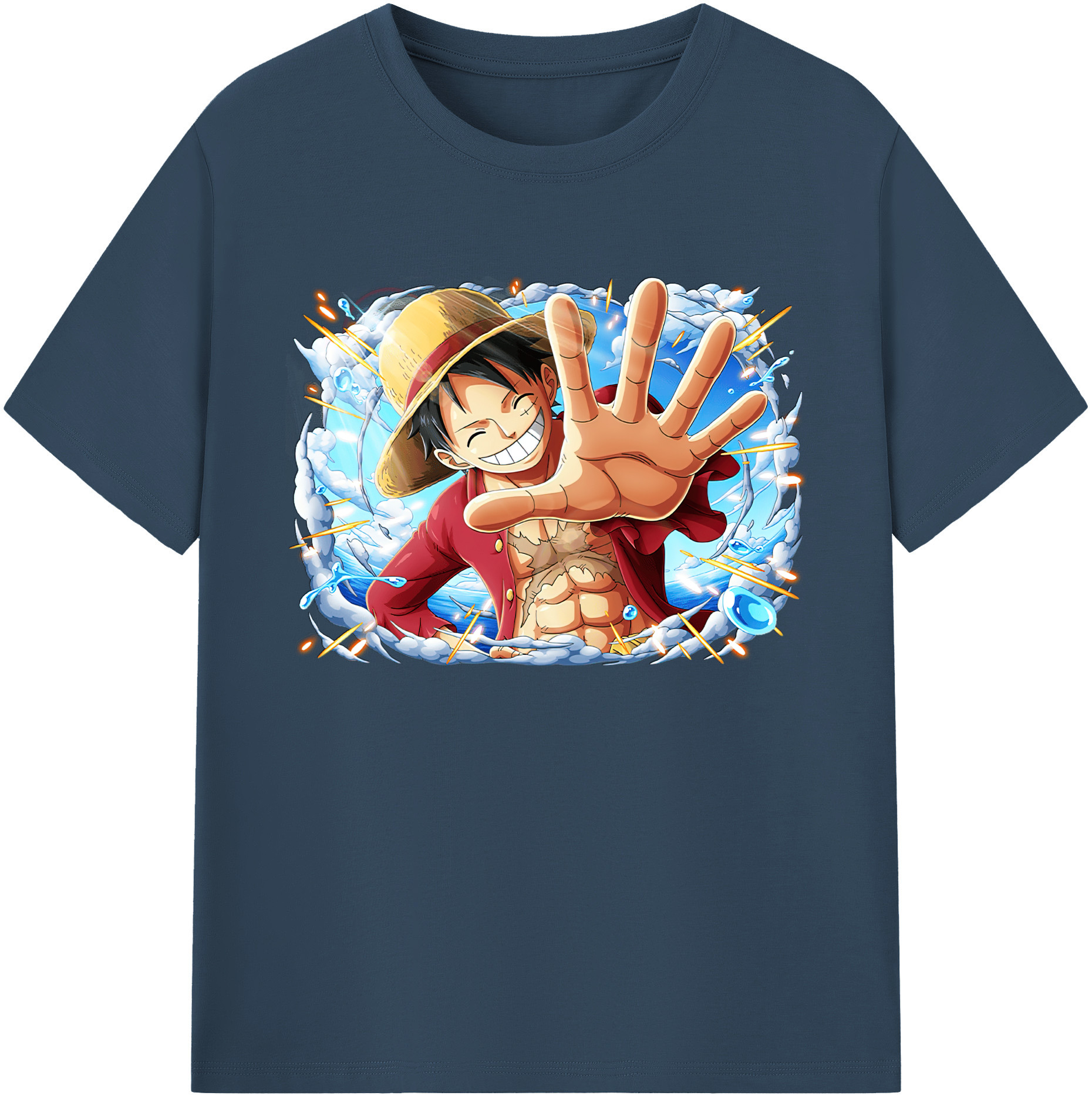 ワンピース モンキー・D・ルフィ ONE PIECE Monkey D. Luffy 綿100％ メンズ半袖Tシャツ｜肌触りやわらか＆通気性