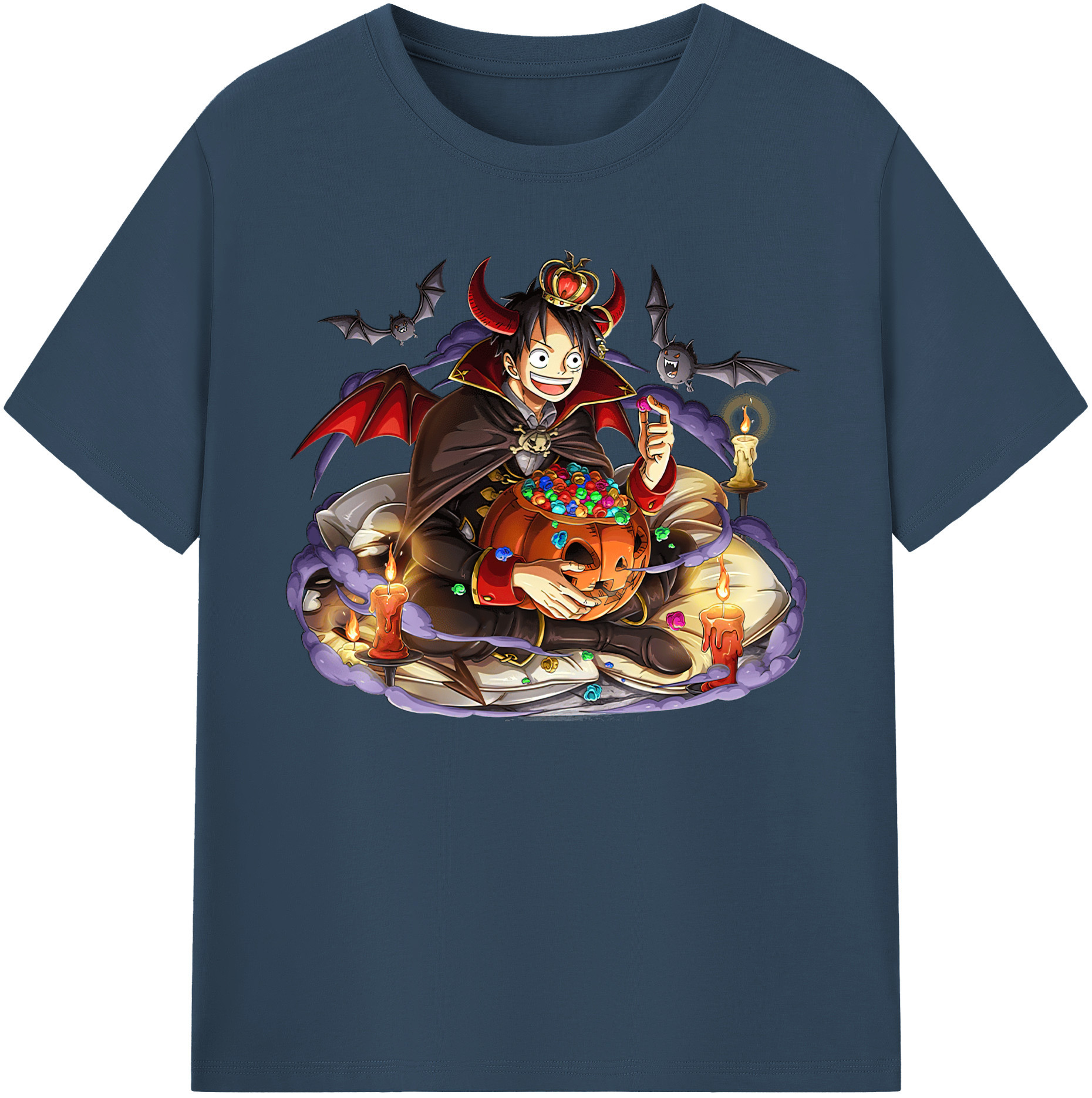 （画像用） ワンピース モンキー・D・ルフィ ONE PIECE Monkey D. Luffy 綿100％ メンズ半袖Tシャツ｜肌触りやわらか＆通気性