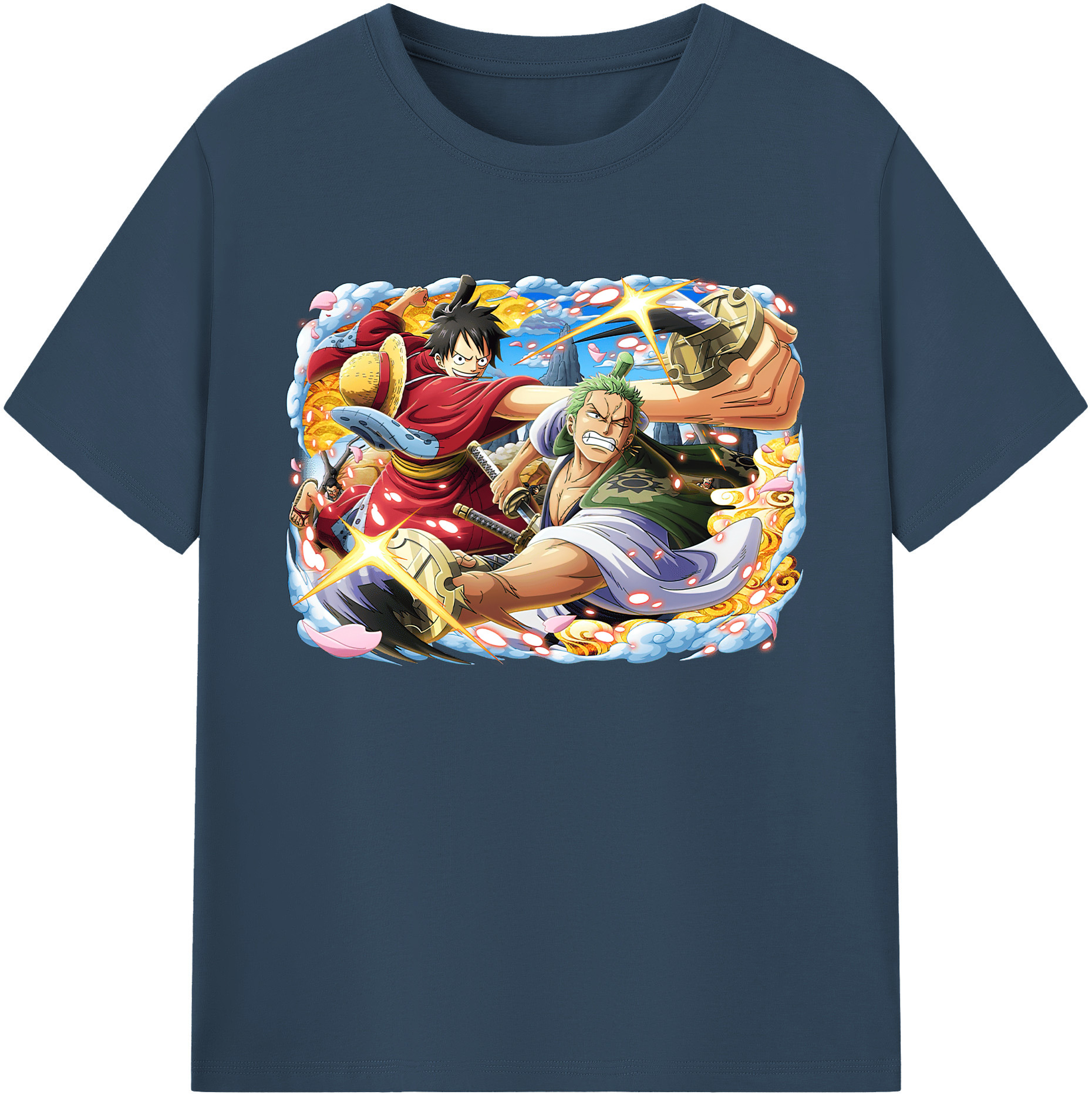 ワンピース モンキー・D・ルフィ ONE PIECE Monkey D. Luffy 綿100％ メンズ半袖Tシャツ｜肌触りやわらか＆通気性